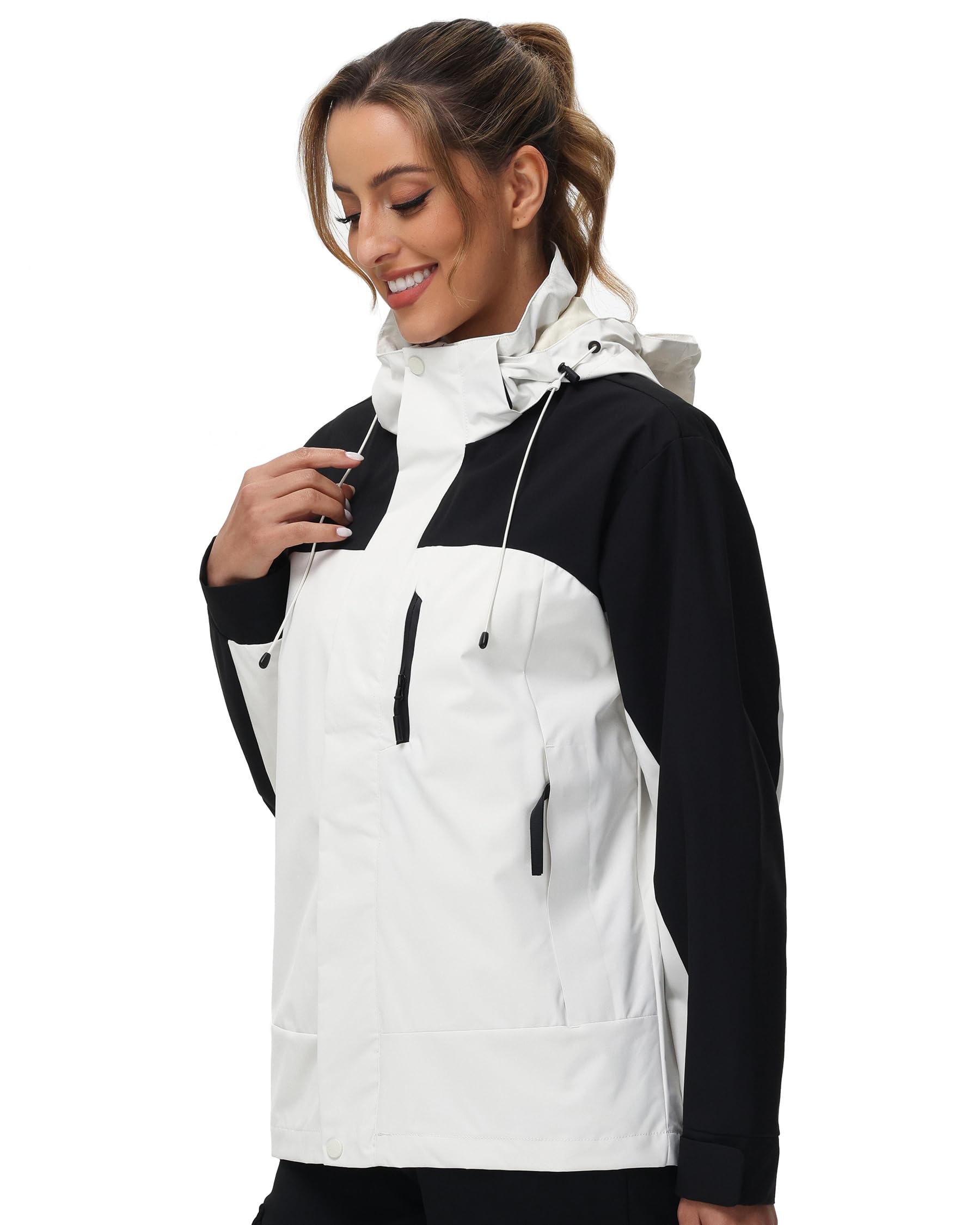 10000mm H2O Waterproof Rain Jacket Windproof Soft Shell Raincoat Windbreaker with Removable Hood