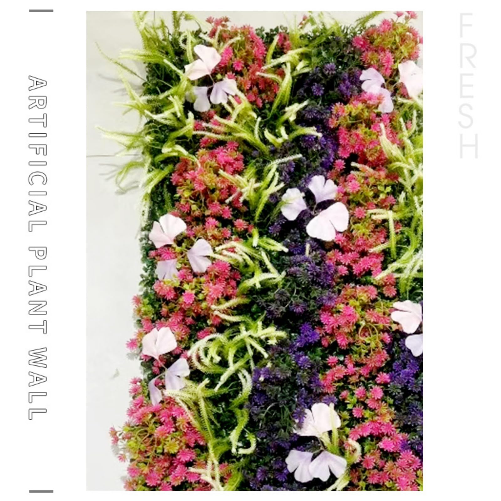 Künstliche Pflanzenwand, 50 x 100 cm Outdoor Künstliche Hecke, PE, Künstliche Pflanzen Wie Echt, Simulierte Wandpflanze, Blumen Wanddekoration für Wandbegrünung (Kombination 4)