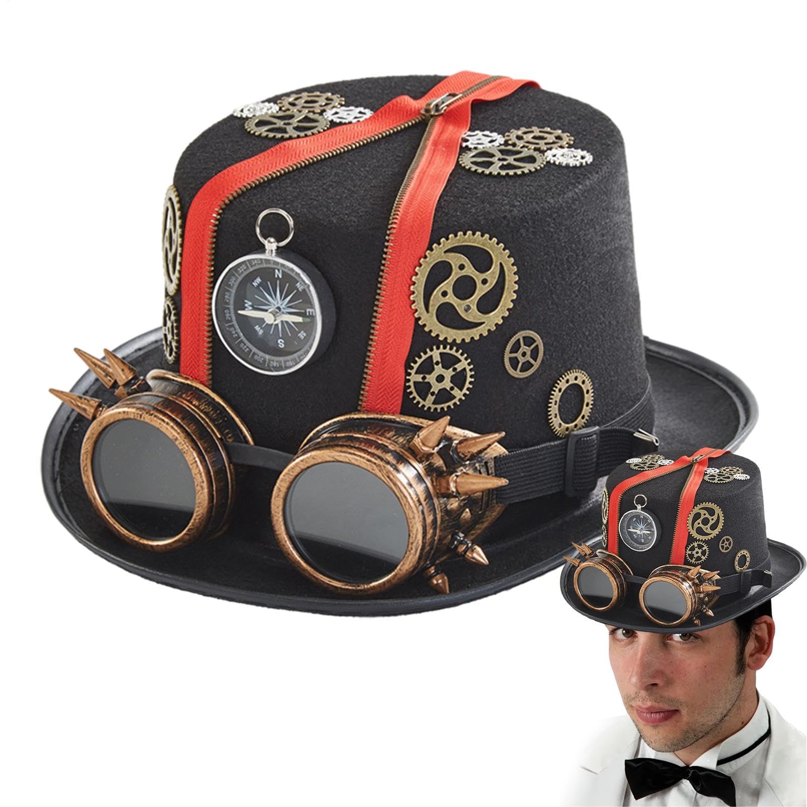 Sombreros de copa Steampunk para hombres Disfraz Vintage de Fieltro para