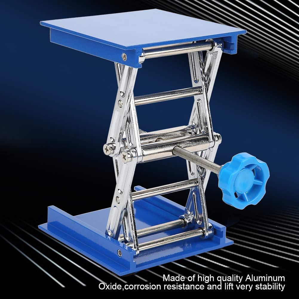 Laborständer, 100 x 100mm Labor Scherenheber, Blau Galvanisierter Aluminium Hebebühne Rack Hebebühne Heber Scherenhubtisch