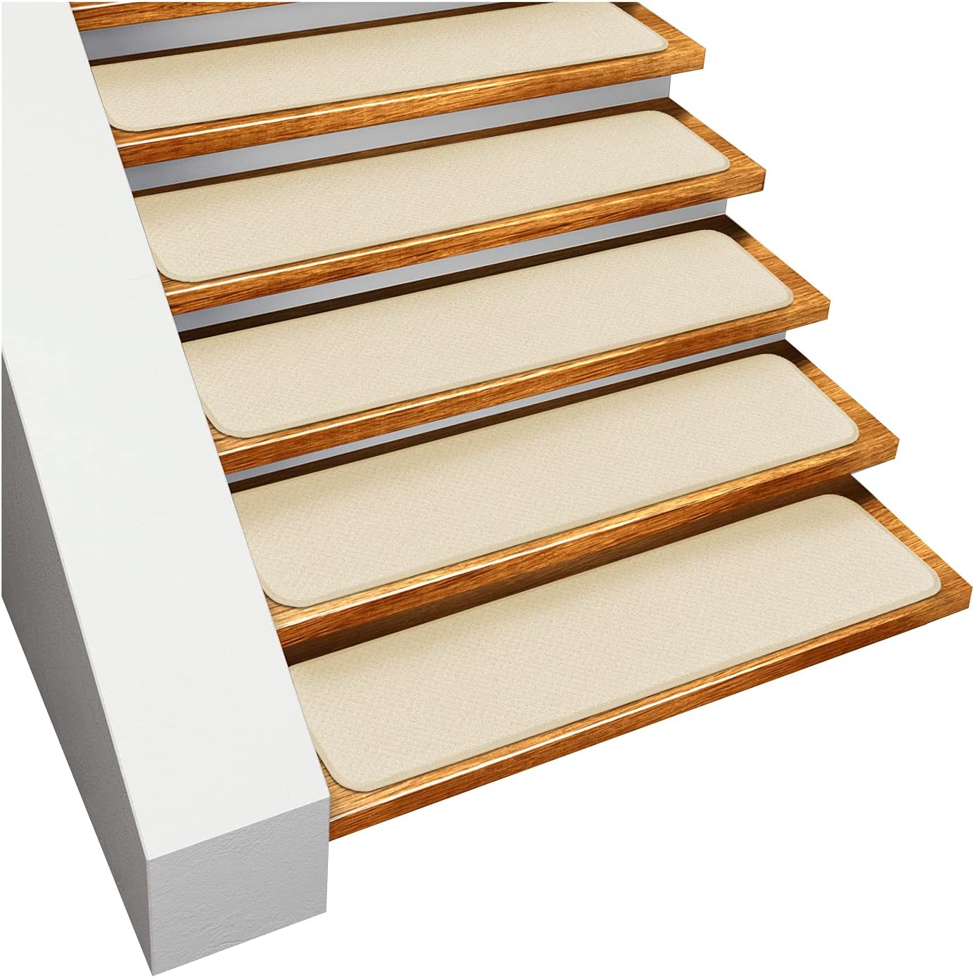 House, Home and More Set of 12 Skid-Resistant Carpet Stair Treads - Ivory Cream - 8 Inches X 23.5 Inches