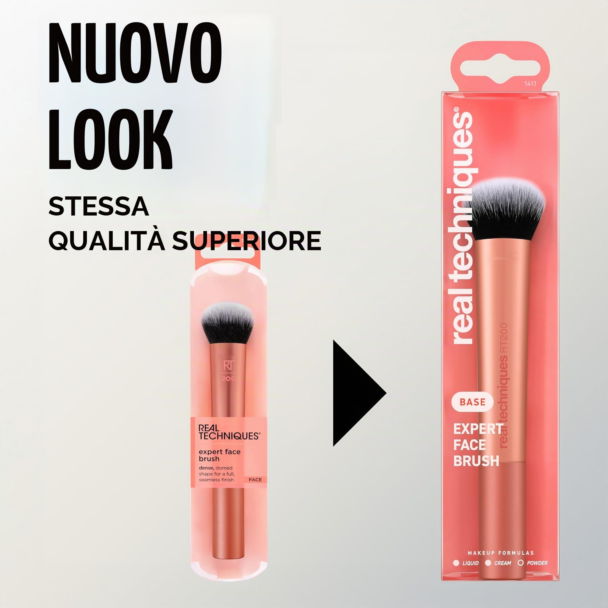 Real Techniques Pennello da trucco per viso Expert, per fondotinta liquido e in crema, fard e bronzer,1 confezione