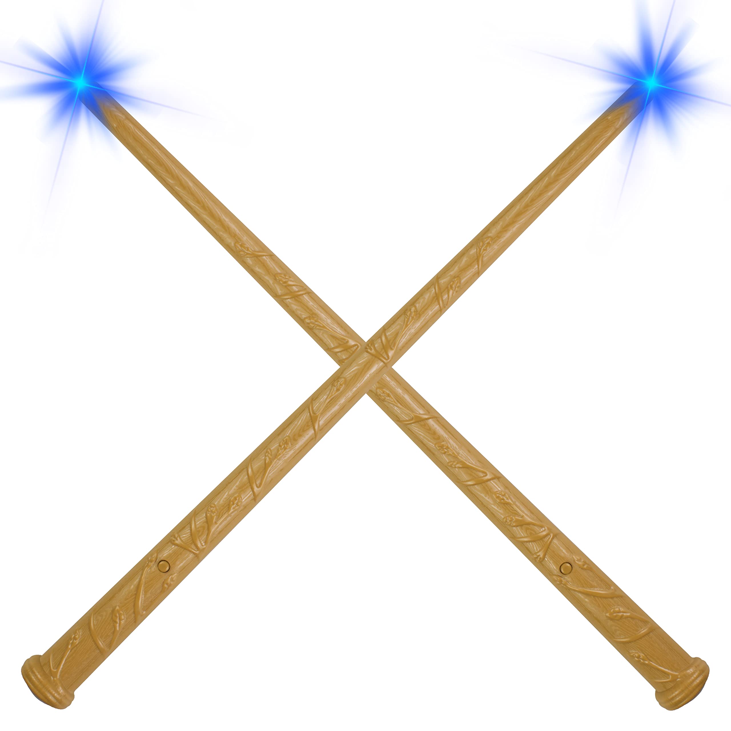 KingVows Light Up Wizard Wand with Sound Magic Illuminating Toy Party Costume Accessory Cosplay 2 Pack Khaki