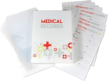 UniKeep Family Medical Records Journal - Compact Size - Case Measures 9.5" x 7" - Sections for 2 Adults and 3 Children