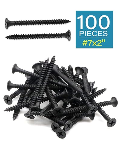 Miniatura 9 de 50 tornillos Phillips de cabeza plana #7 x 1-34 pulgadas para paneles de yeso, rosca fina, tornillo de madera de punta afilada, acero al carbono