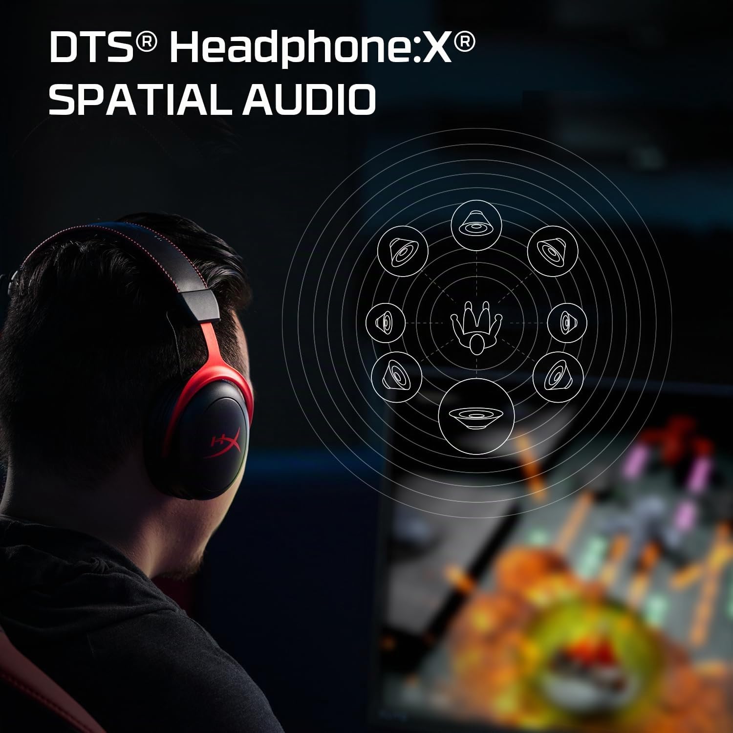 HyperX Cloud II Wireless Gaming-Headset, 2,4-GHz, 30 Std. Akku, 20 m Reichweite, DTS Headphone Spatial Audio, 53-mm-Treiber, HyperX Komfort, abnehmbares Mikrofon, Schwarz-Rot