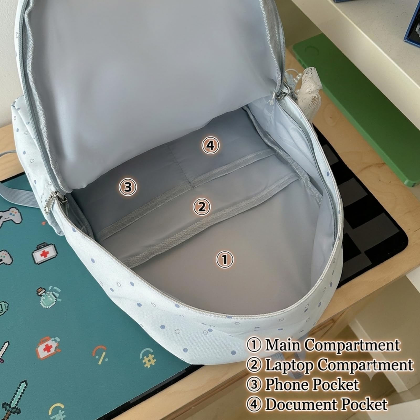 Süßer Rucksack Mädchen mit Hasenohren, Großer Schulrucksack Wasserdicht für Teenie Mädchen, Niedlicher Kawaii Schultasche für Schule, Freizeit und Alltag (Schwarz)