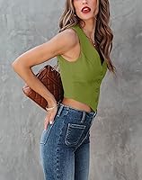 Vista 3 de Sunborui Chalecos sin mangas con botones para mujer, totalmente forrados, cuello en V, chaqueta ajustada regular