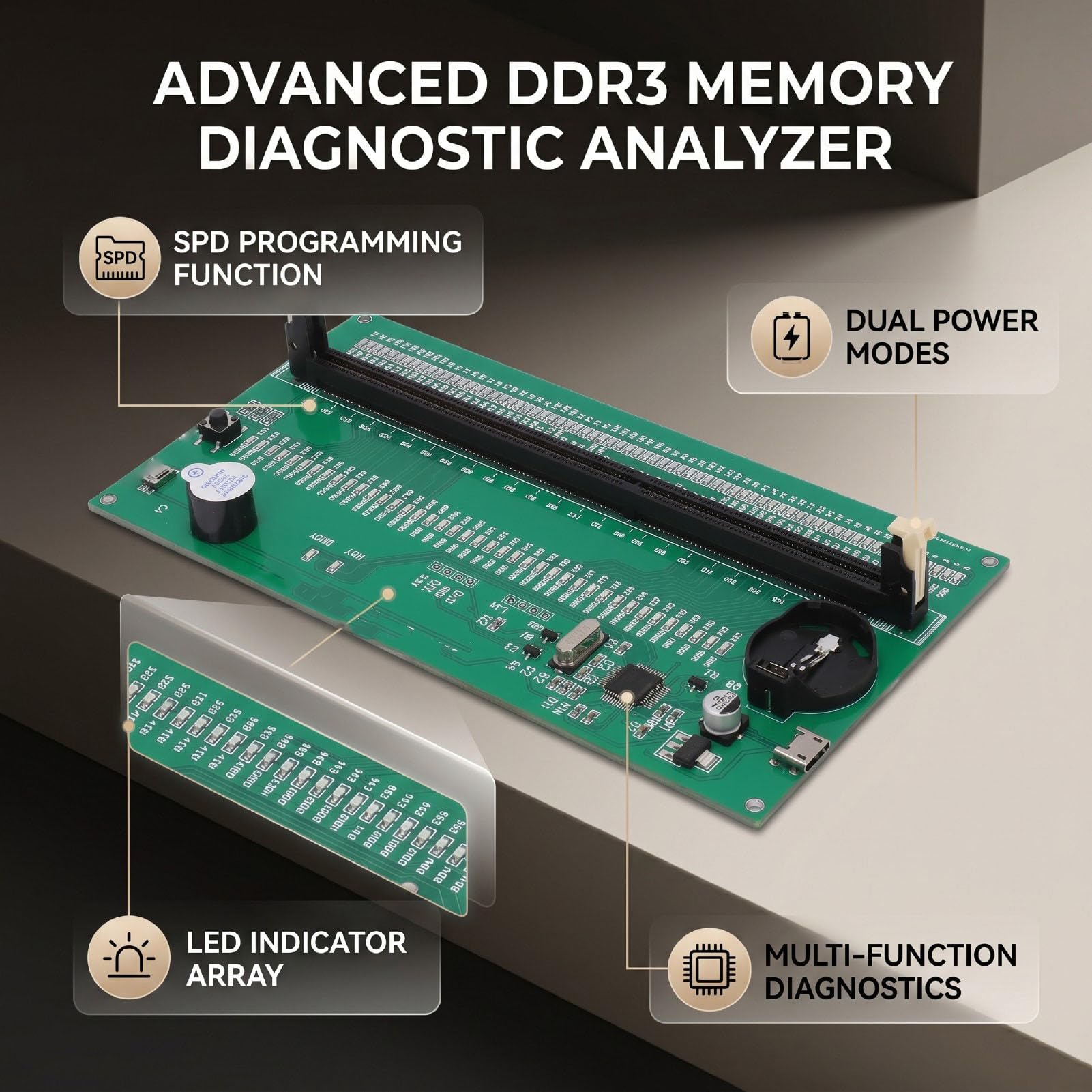 Tangxi DDR3 Speicher Tester Dual Power Diagnosekarte für Desktops