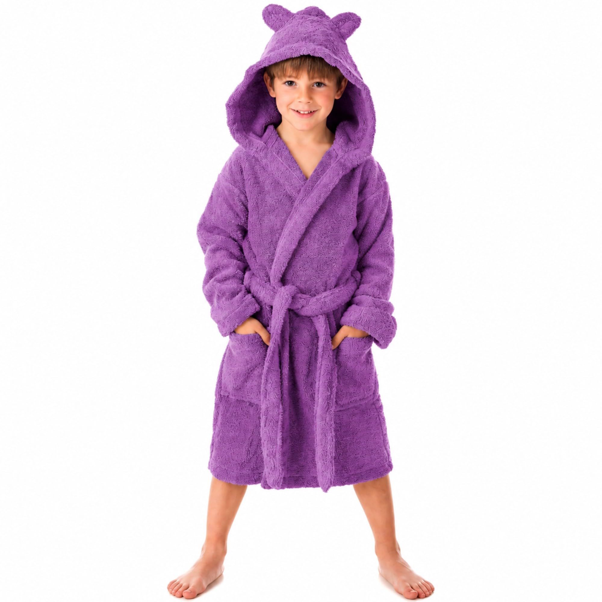 DHESTIA HOME Albornoz Niños y Niñas Unisex - Infantil Capucha con Orejas y Bolsillos - 100% Algodón OEKO-TEX