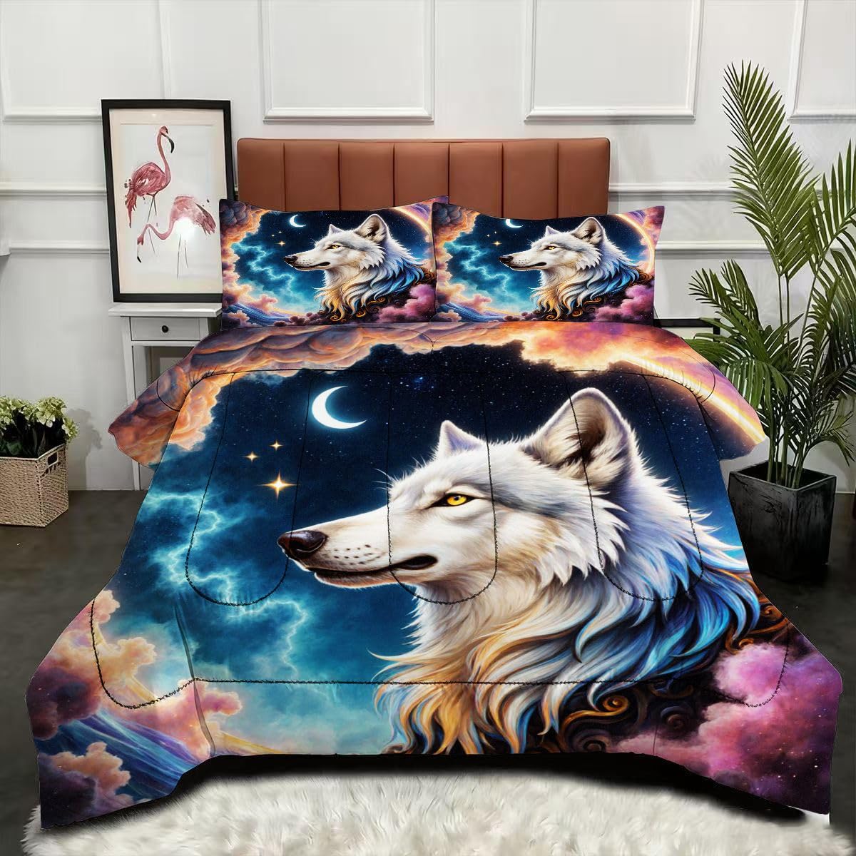 Couette 220 x 240 cm loup résout le problème du lit difficile à faire