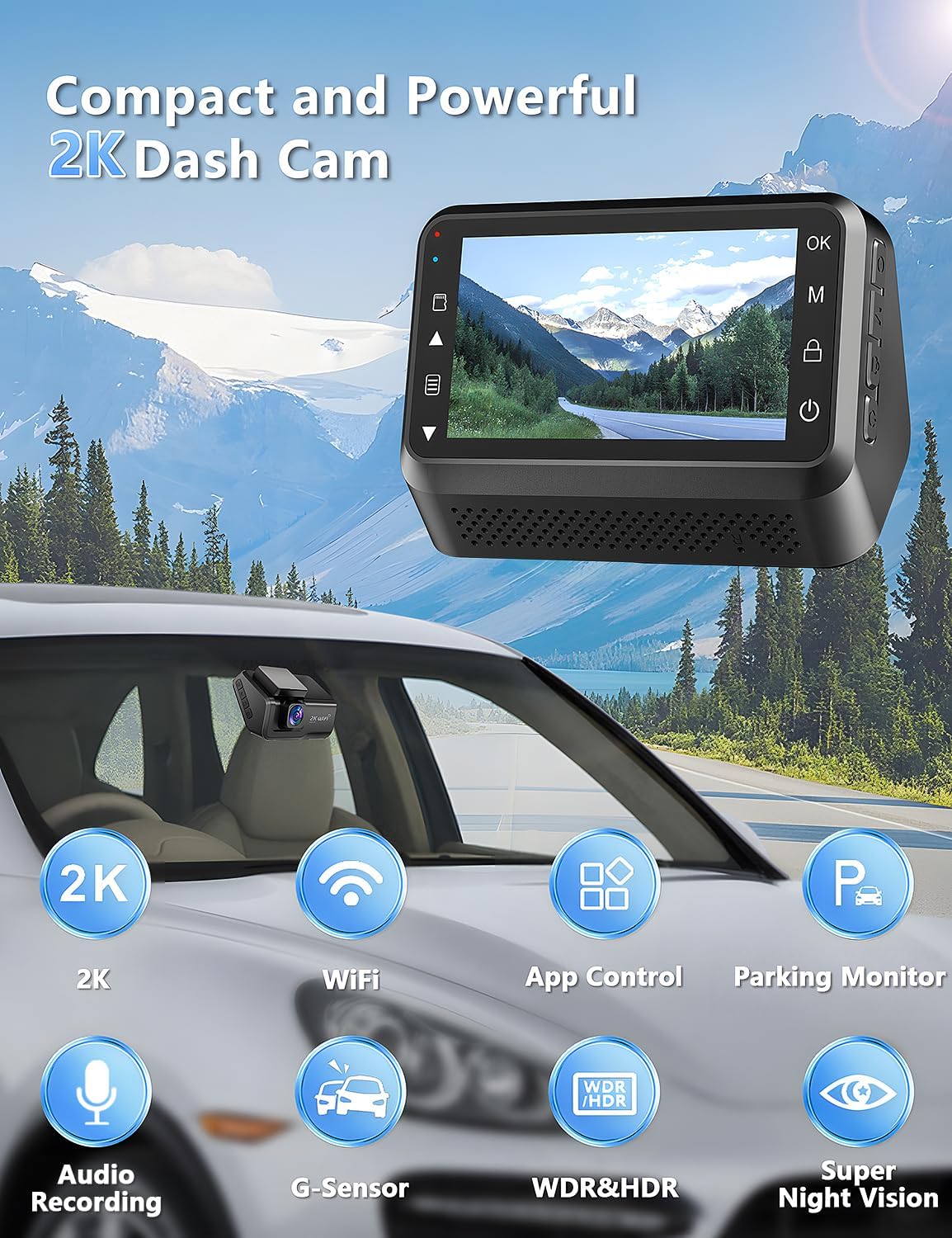 Front view of the Otovoda B-T51 Dash Cam showing the lens, display, and control buttons.