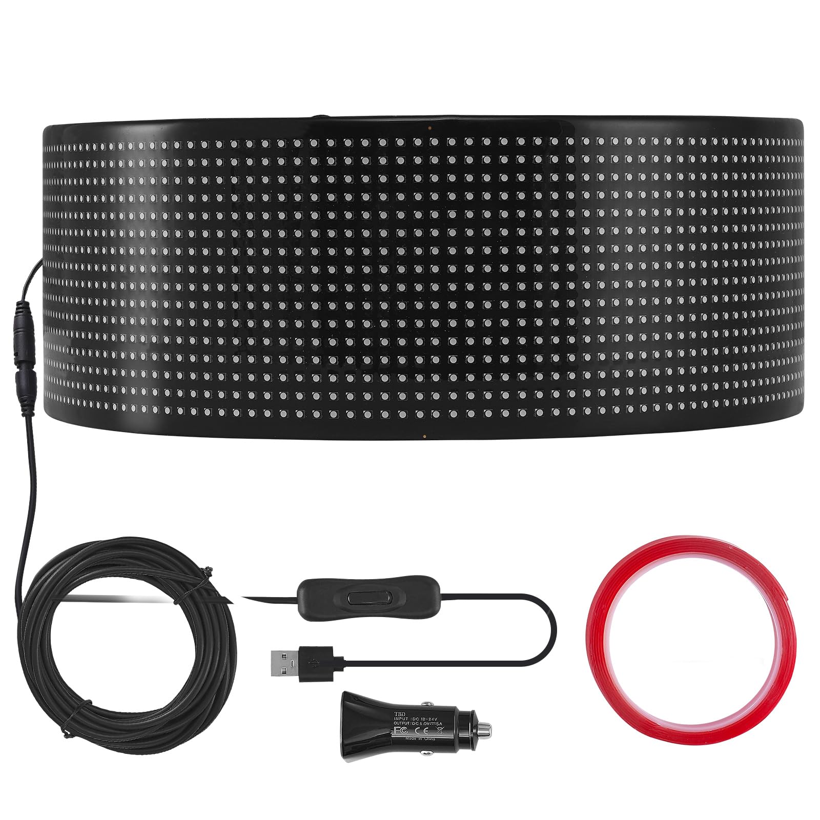 VEVOR Señal Luminosa LED Programable Flexible, Cartelera Desplazable a Todo Color P6, Panel Publicitario LED, Control de Aplicación Bluetooth, para Tienda, Bar, Publicidad, 68x12 cm