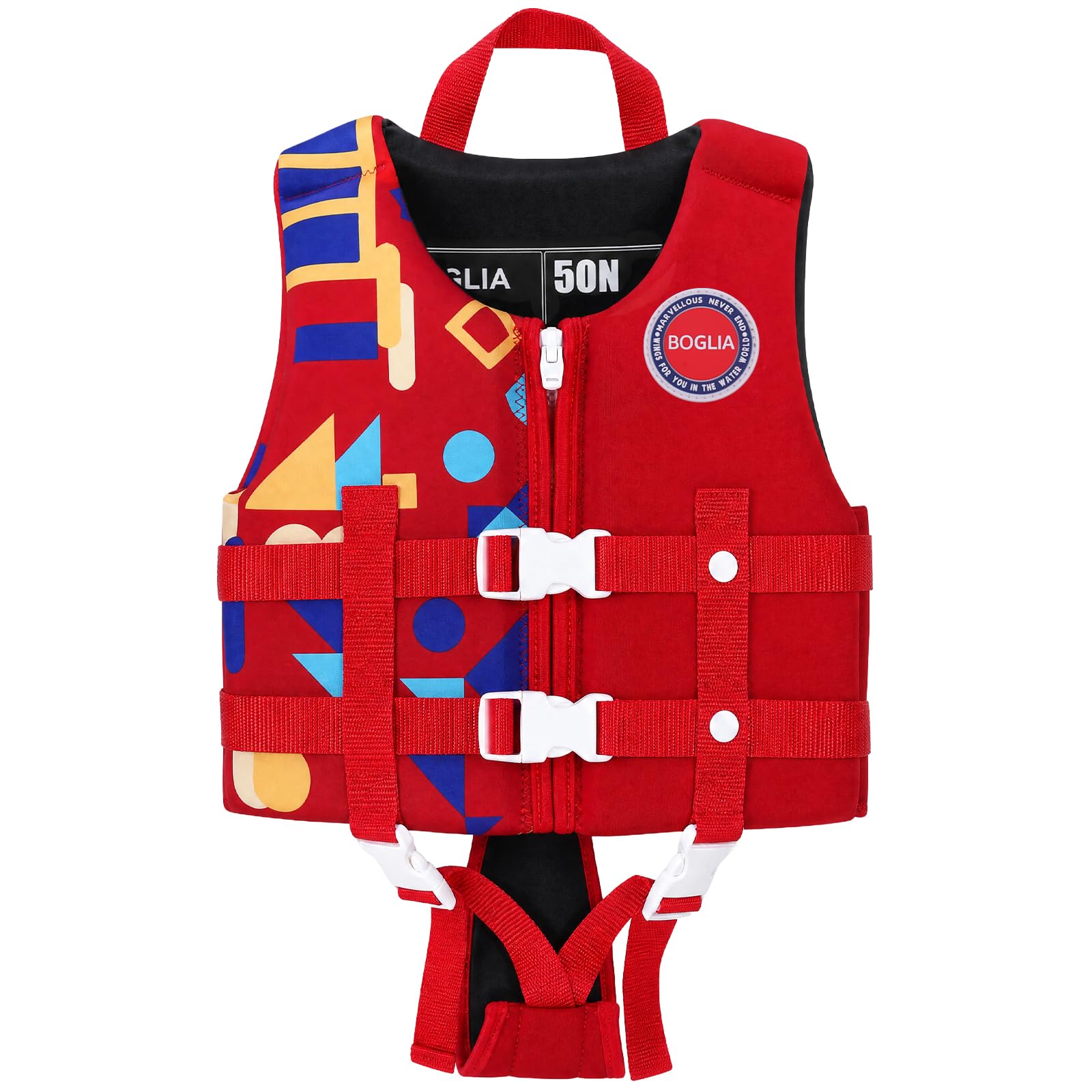 Boglia Kinder Schwimmweste Kleinkind Schwimmweste Schwimmweste mit verstellbarem Sicherheitsgurt, Schwimmwesten für Alter 1-9 Jahre/18-77Lbs