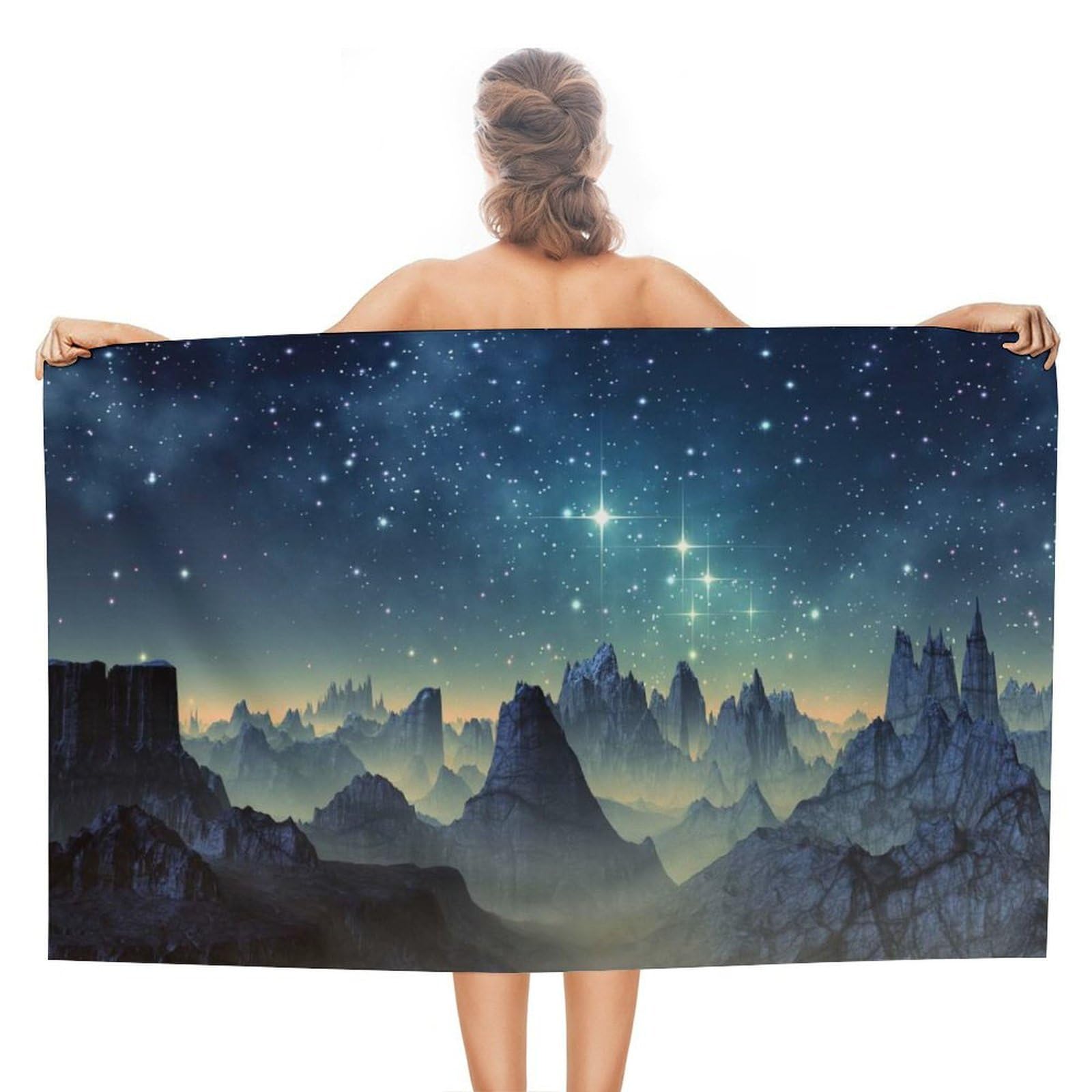 Nclqvjxzkhw Women's Style Fantasy Alien Planet Beach Towel For Adults Lightweight Bath Towels Swim Travel Gym Sports 130×80Cm