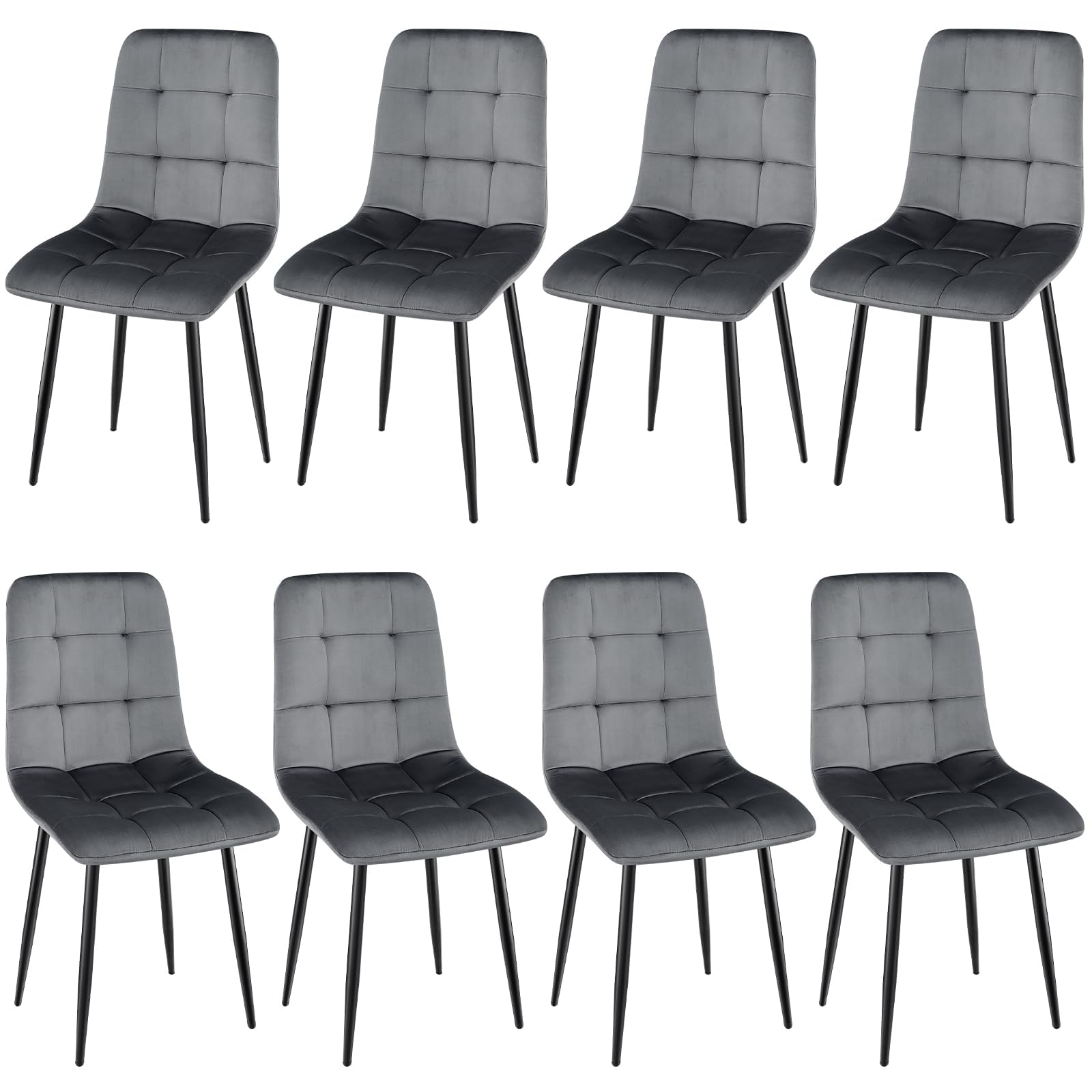 ANVOFONG Esszimmerstuhl 8er Set, Verdickte Holländischen Samt Kissen Esszimmerstuhl Geeignet für Esszimmer Küche Essen, Studie Lesen, Wohnzimmer Freizeit, Gray.