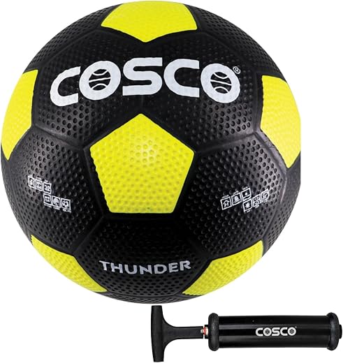Cosco Football Thunder 5 with Hand Pump, Multicolour