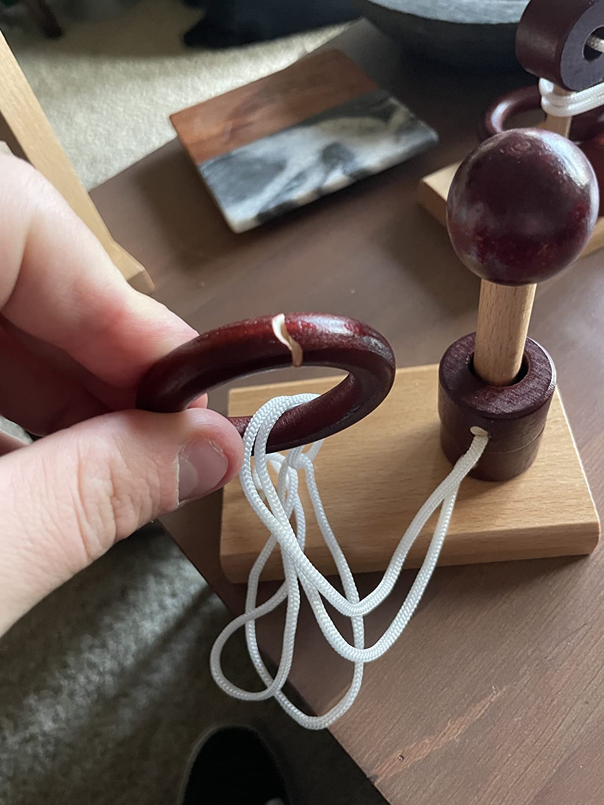 Amazon.com: KINGOU 4 Pack Classic Wooden Rope Puzzle Set Ring Puzzles ...