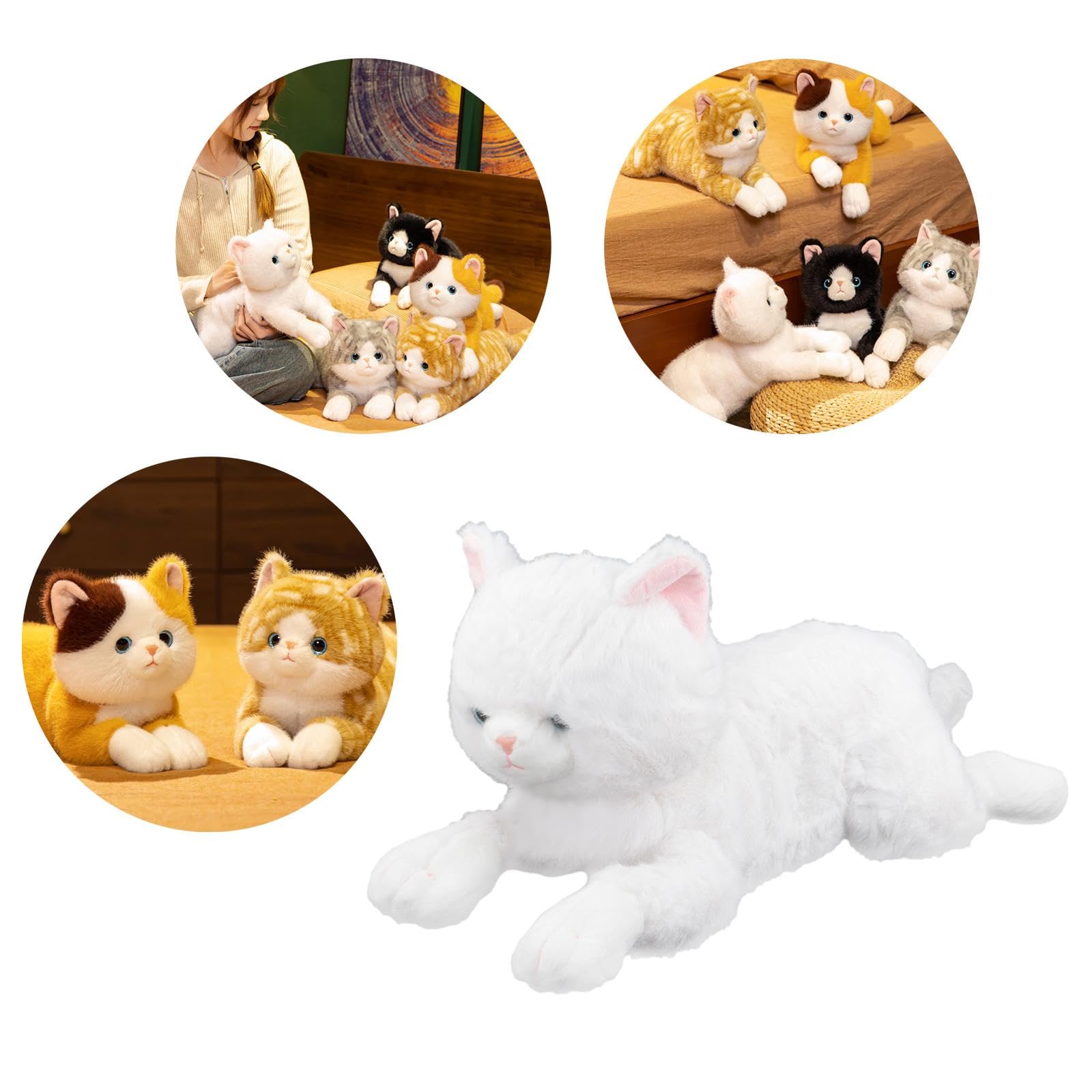 Muñeco de Peluche de Gato, Juguete para Abrazar para Niños, Niñas Y Toda La Familia, Blanco