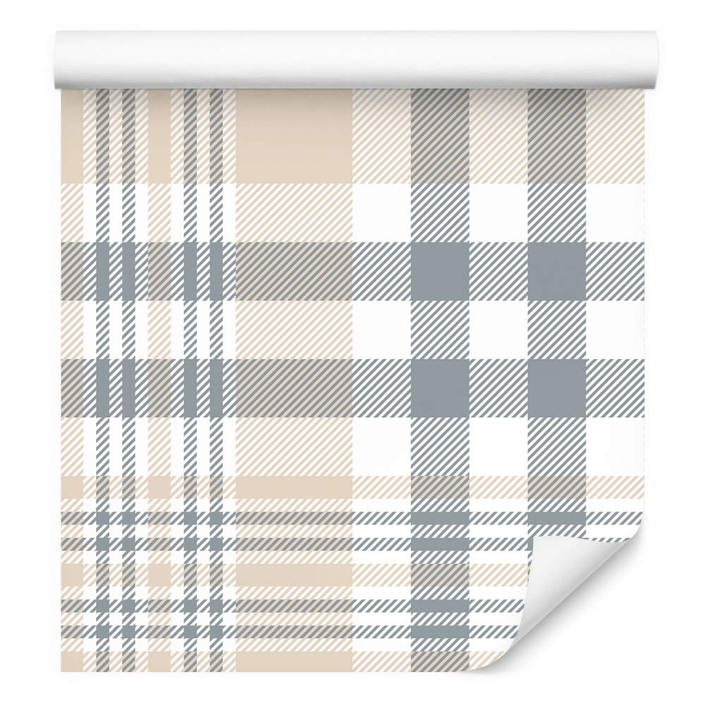 Muralo Tapeta 10 m, rolka włókniny, siatka, szkocka, minimalistyczna, mozaika, wzór geometryczny, tapeta z włókniny, 1000 x 53 cm, tapeta ścienna, do salonu, sypialni, nowoczesna dekoracja ścienna