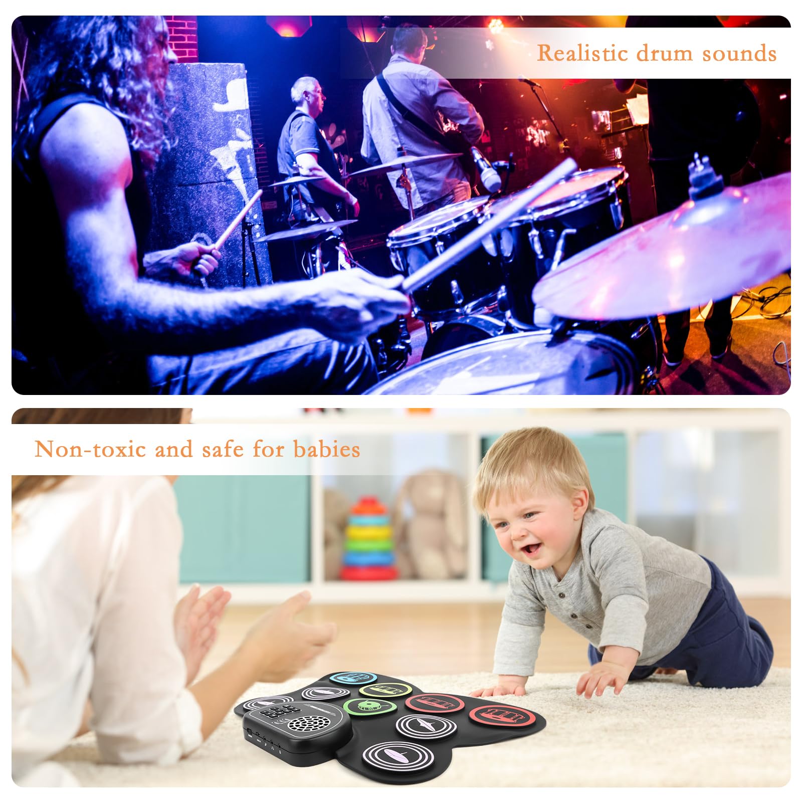 Batteria Elettronica per Adulti e Bambini - Strumento Musicale Professionale con Cuffie, Luci e Effetti Sonori - Ideale per Principianti ed Esperti