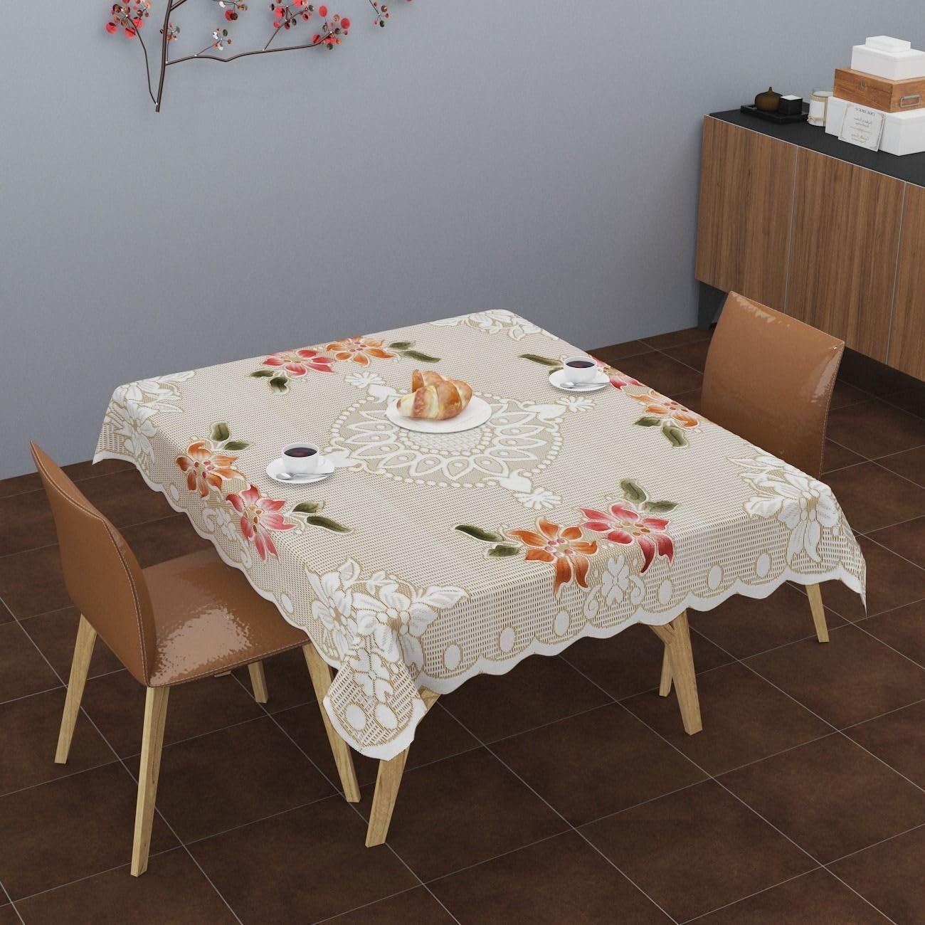 Floral Table Cover, 102 x 152 Centimeters, Brown-image-39
