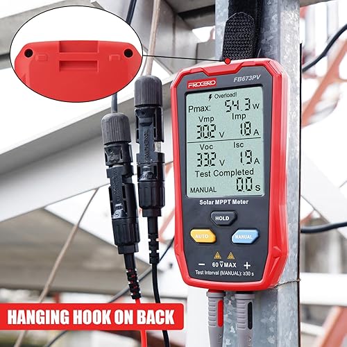 Miniatura 4 de FrogBro Probador de panel solar EL400B con pantalla LCD ultra transparente, panel fotovoltaico solar MPPT multímetro de circuito abierto,