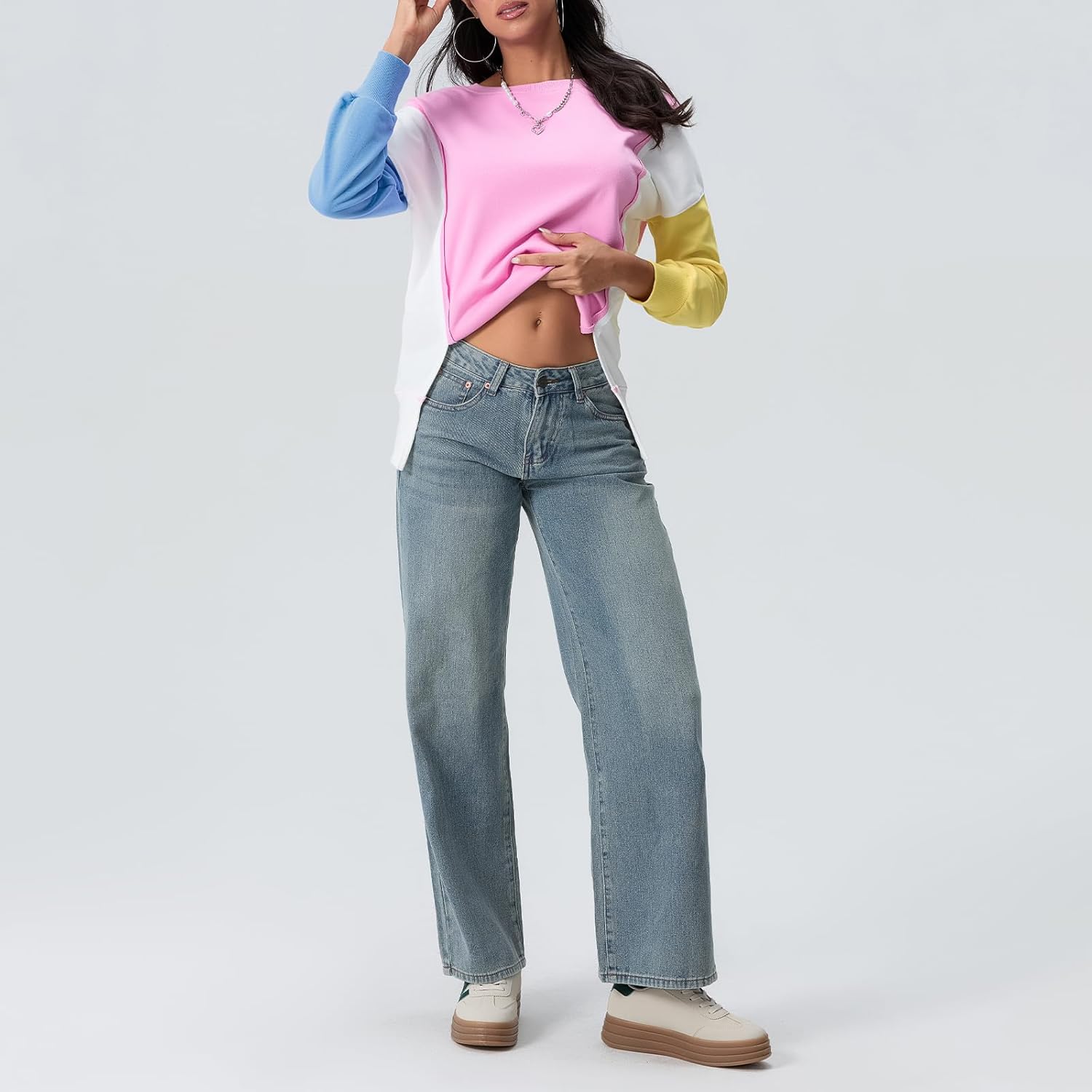 Women Y2k Low Rise Baggy Jeans Loose Fit Boyfriend Straight Wide Leg Jeans Trendy Stretch Long Denim Pants - Image 5