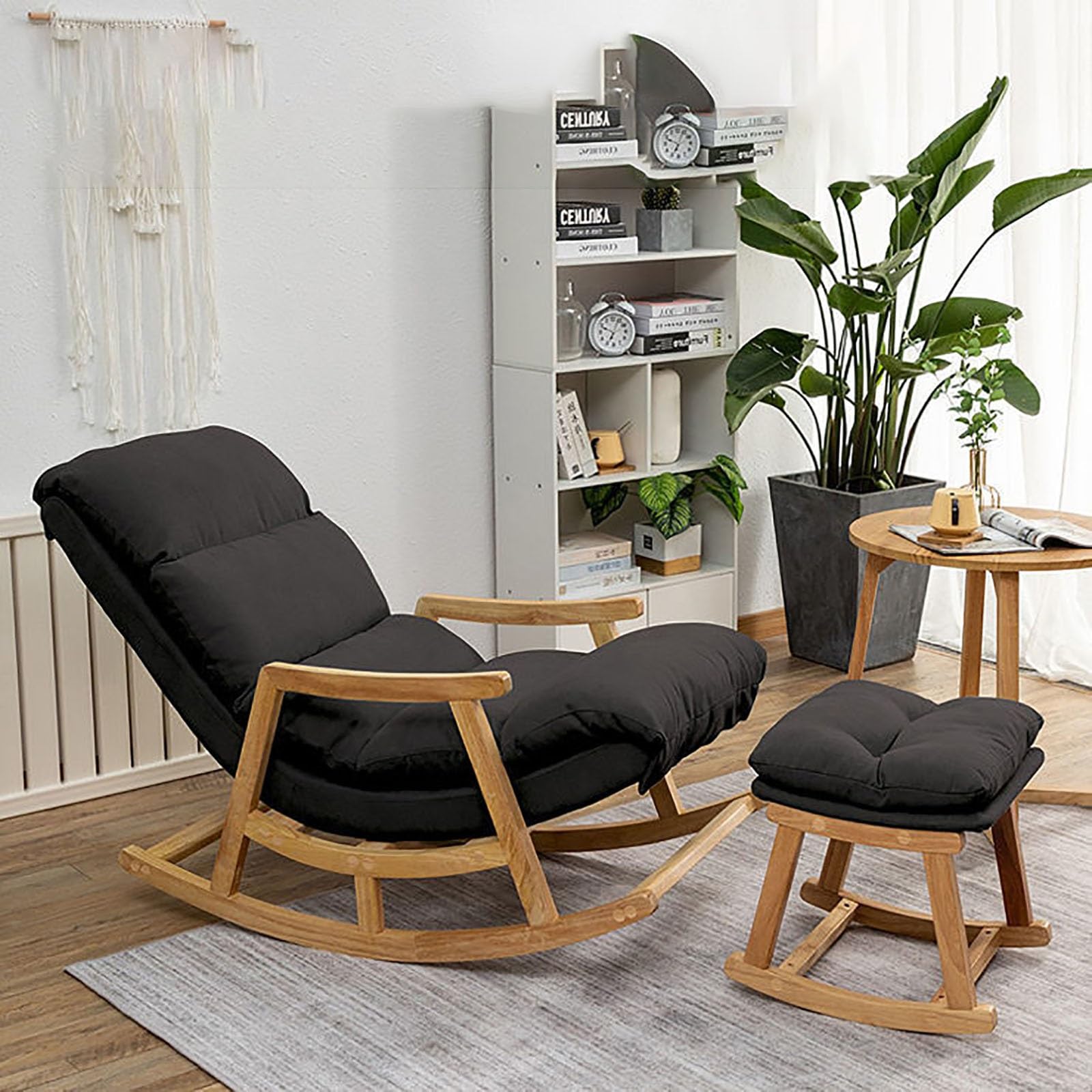 Amazon｜ミッドセンチュリーモダン布張りロッキングチェア