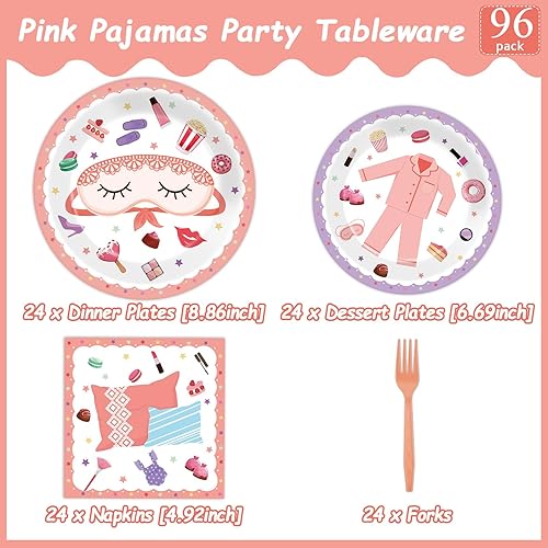 Miniatura 2 de Platos de pijama, servilletas, pijamas, fiesta, juego de vajilla para fiesta, spa, fiesta, cubiertos, para niñas, pijamadas, cumpleaños, fiesta de