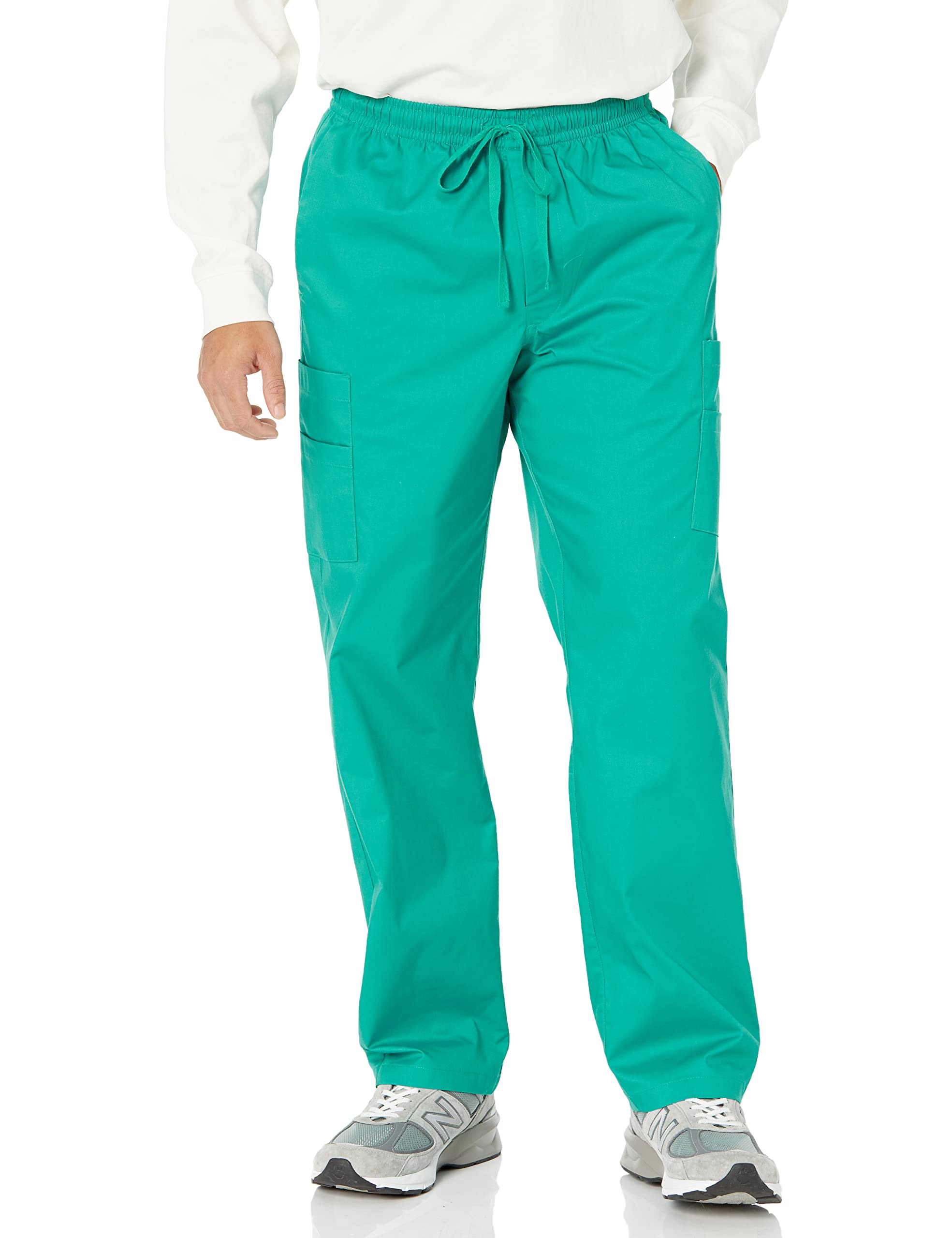 Amazon Essentials Men's Elastic Drawstring Waist Scrub Trousers, Emerald Green, XXL
