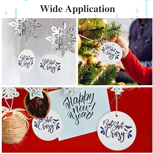 Miniatura 3 de Adorno de Navidad 2021 de cerámica con dos caras impresas, adornos redondos para Navidad Bat Shit Crazy Funny Ideas de recuerdo, regalo, árbol de