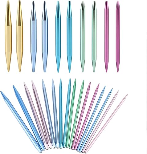 Miniatura 7 de Pssopp Juego de agujas intercambiables, juego de agujas de tejer circulares de aluminio, agujas de ganchillo intercambiables de doble punta de