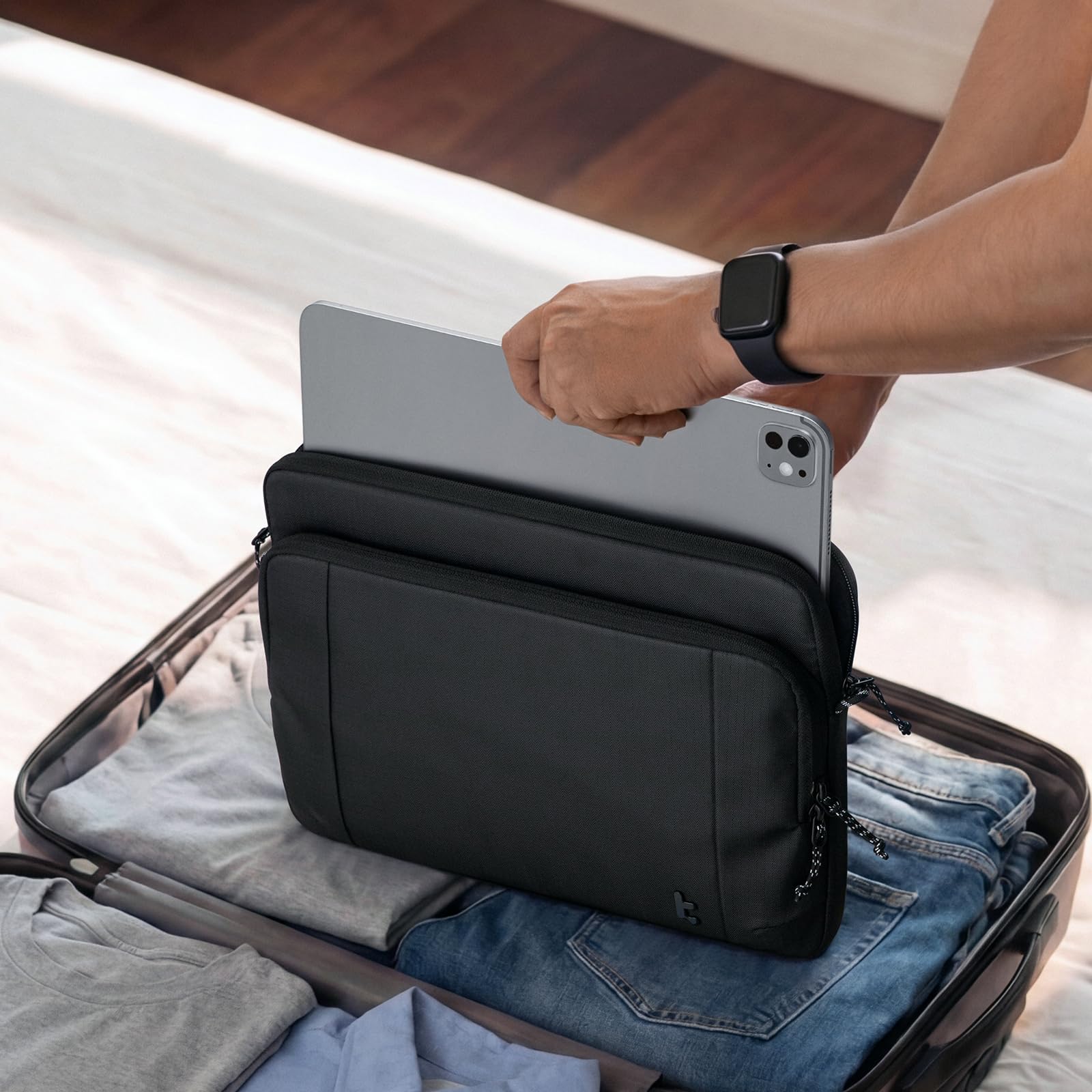 tomtoc 360° Protección Funda Tablet para 13 Pulgadas iPad Air M4/M3/M2 2026, 13 Pulgadas iPad Pro M5/M4, 12,9" iPad Pro M2&M1, Bolsa Maletín para Accesorio, Compatible con Magic/Smart Keyboard Folio