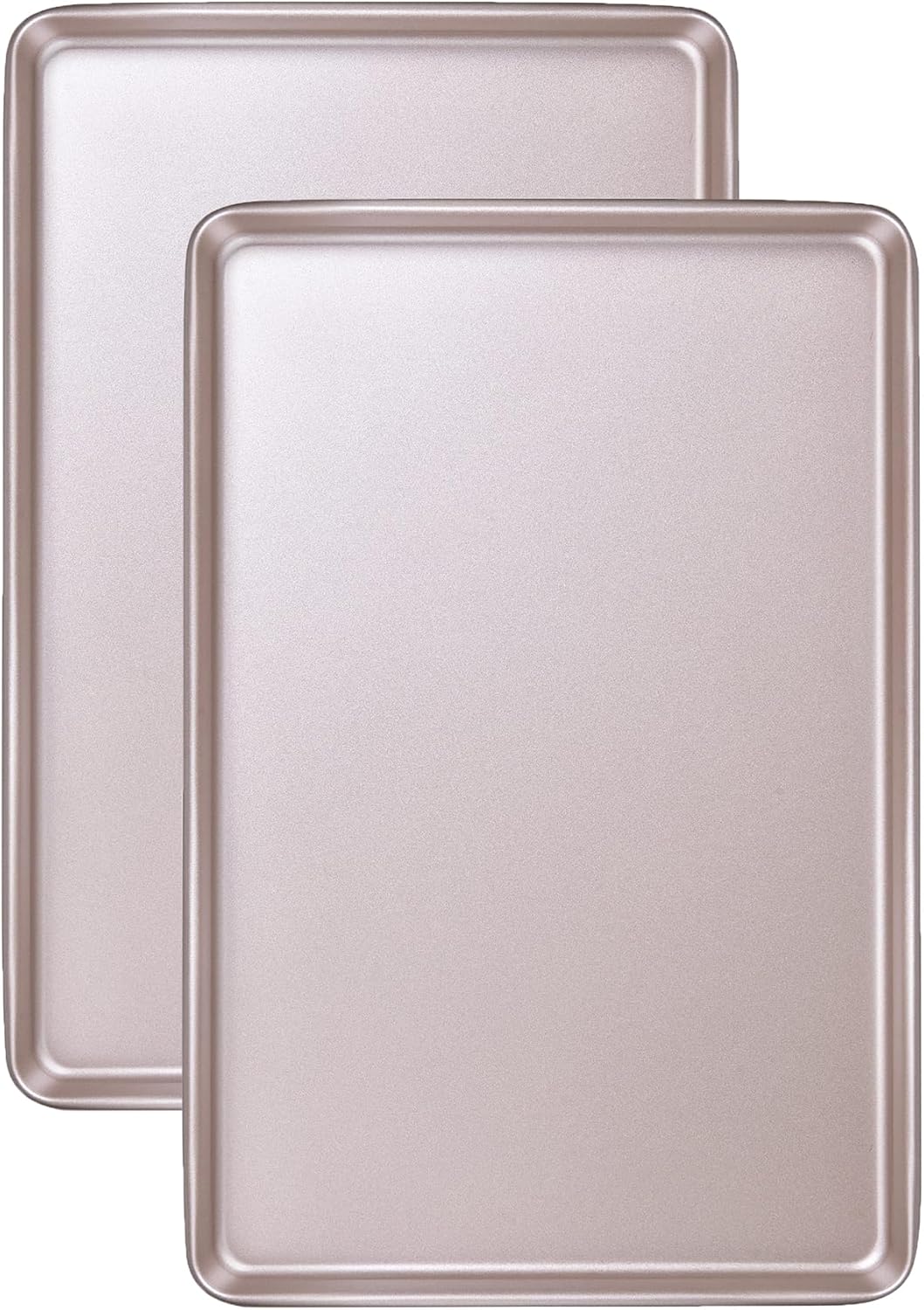 0.8mm Baking Sheet Pan Set of 2, Commercial Cookie Sheet Pan, 0.8mm Haevy Duty Carbon Steel Nonstick Jelly Roll Pan for Oven (Champagne Gold, 15.7"x10.6")
