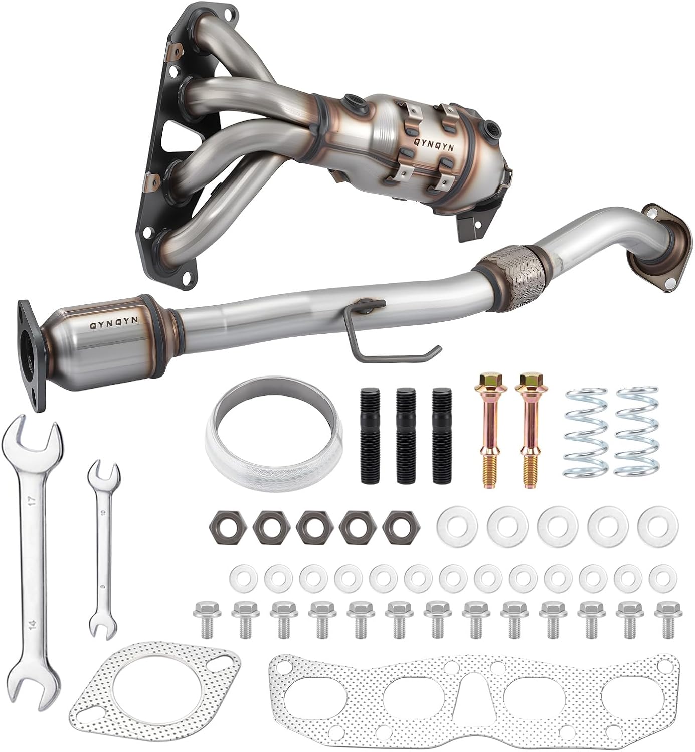 Front and Rear 2-PC Exhaust Manifold Catalytic Converter Kit Fit ForDirect-Fit Compatible with Nissan Altima 2002 2003 2004 2005 2006 L4 2.5L Replace 641519 40810 (EPA Compliant) Front and Rear 1 (similar).