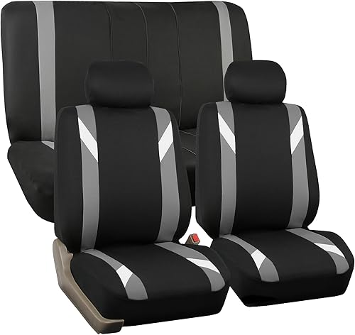 Miniatura 7 de FH Group - Fundas de tela para asientos delanteros bajos de auto con reposacabezas extraíble, ajuste universal, compatible con bolsa de aire para