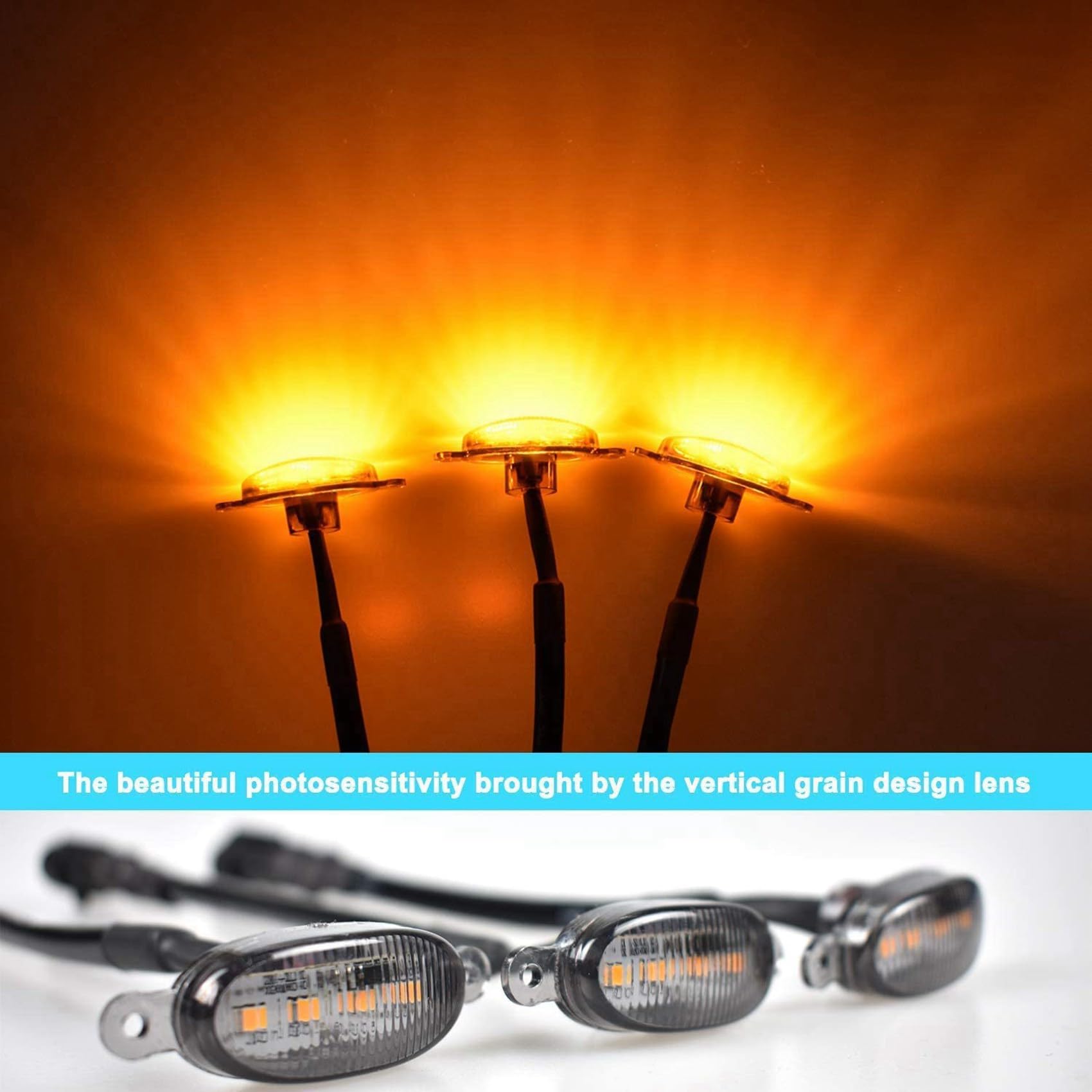 Bloepum 3X Front Grill Lights for Grilles 10-14 & 17-21 Smoked Lens Yellow LED Parking/Running