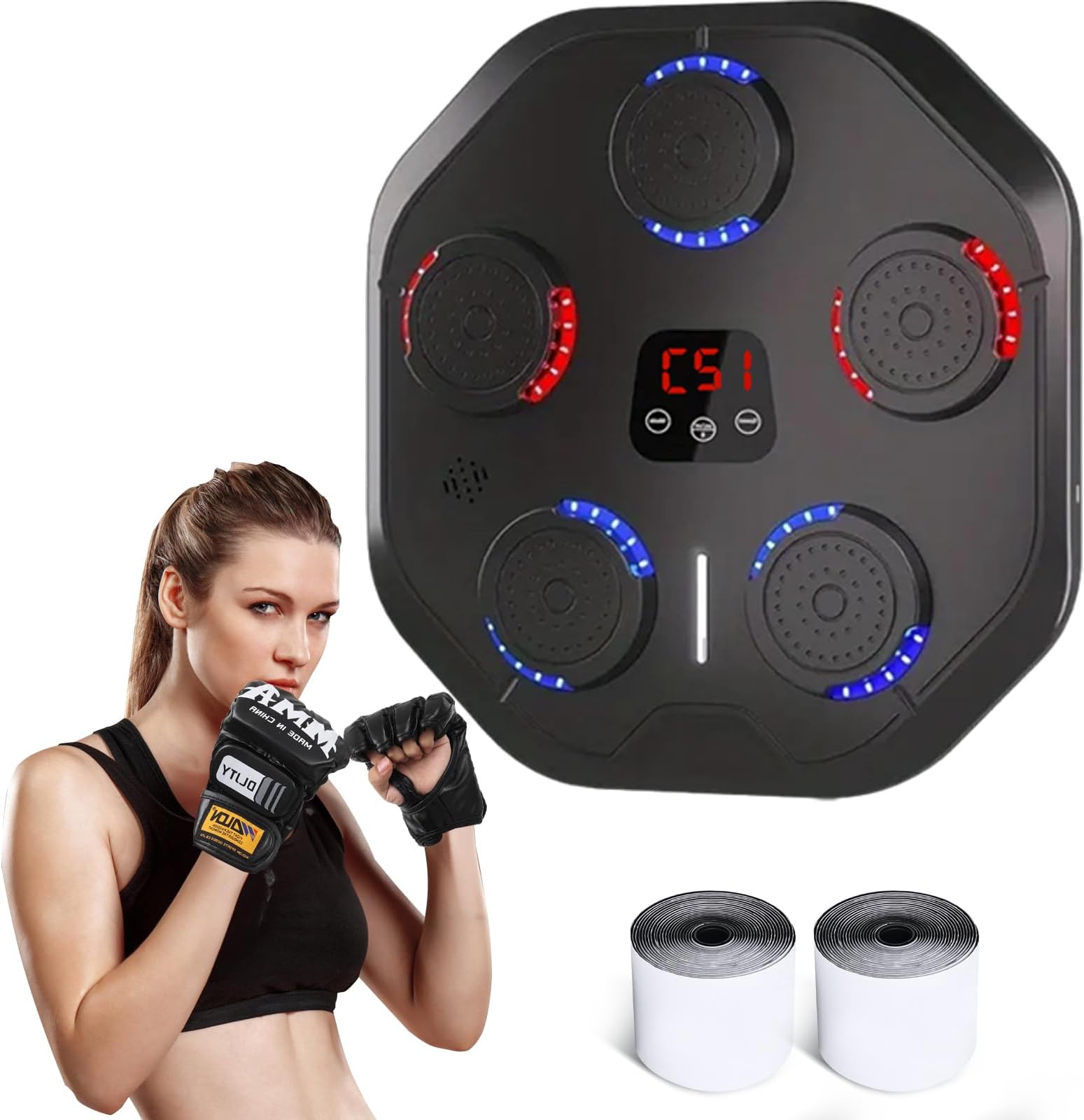 Music Boxing Machine,Wall Mounted Boxing Game with 9 Speeds and 9 Training Modes,Punching Equipment with Bluetooth and USB Charging,Easy to Assemble,Smart Boxing Machine for Parent-Child (Dark Black)