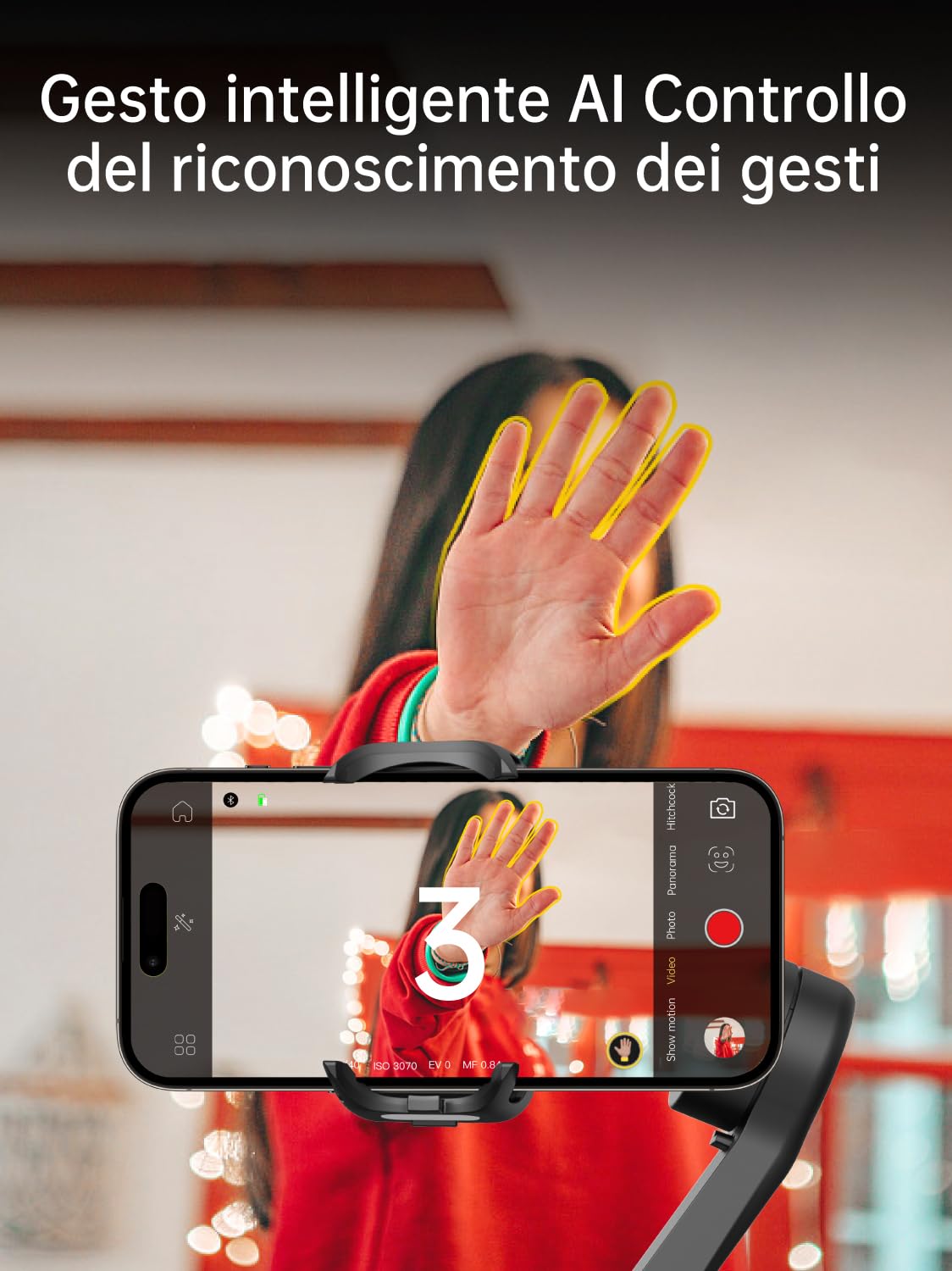 AOCHUAN Stabilizzatore gimbal del telefono 3-Axis Smartphone Gimbal pieghevole per iPhone Gimble con ruota di messa a fuoco TikTok YouTube Vlog Stabilizzatore per iPhone &Android-AOCHUAN Smart XE