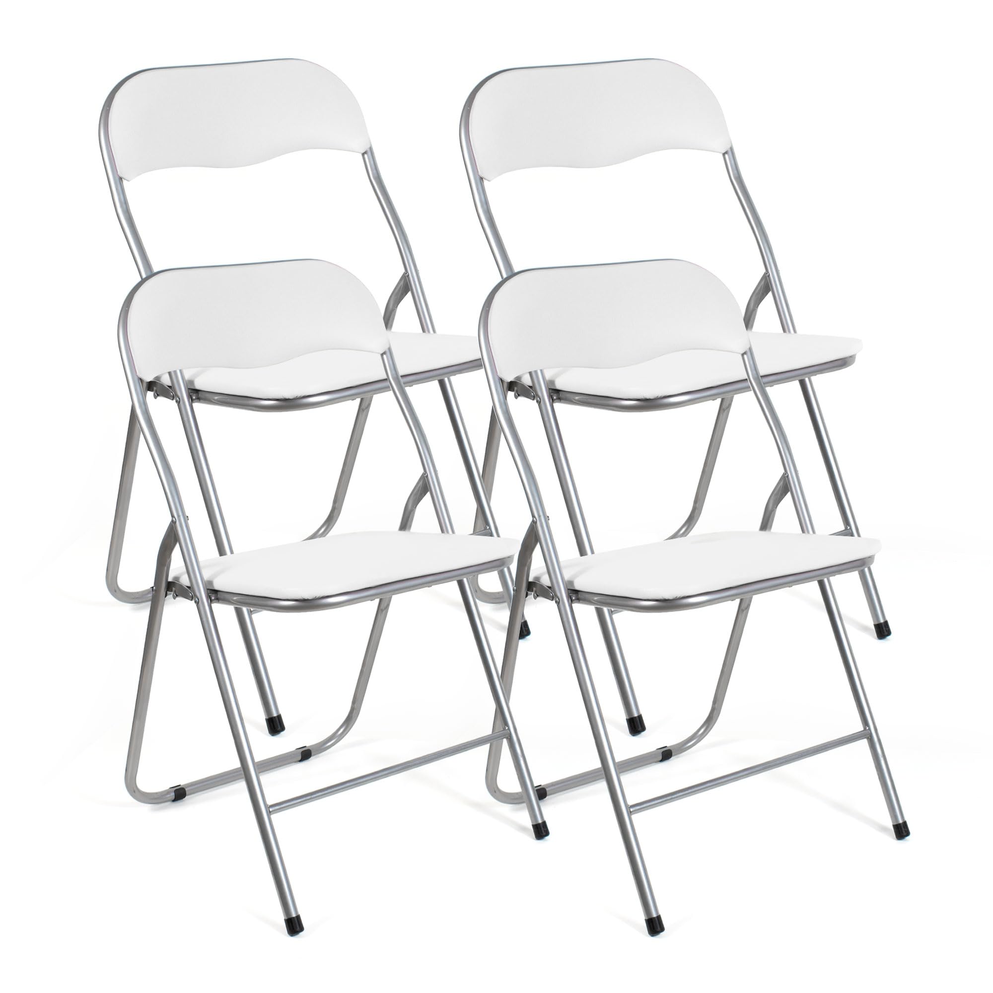 THE SECRET HOME - Pack de 1, 2, 4 y 6 Sillas Plegables Acolchadas - Asiento Auxiliar para el Hogar - Ideal para Cocina, Comedor, Salón, Dormitorio - 44 x 46 x 79 cm (4, Blanco)