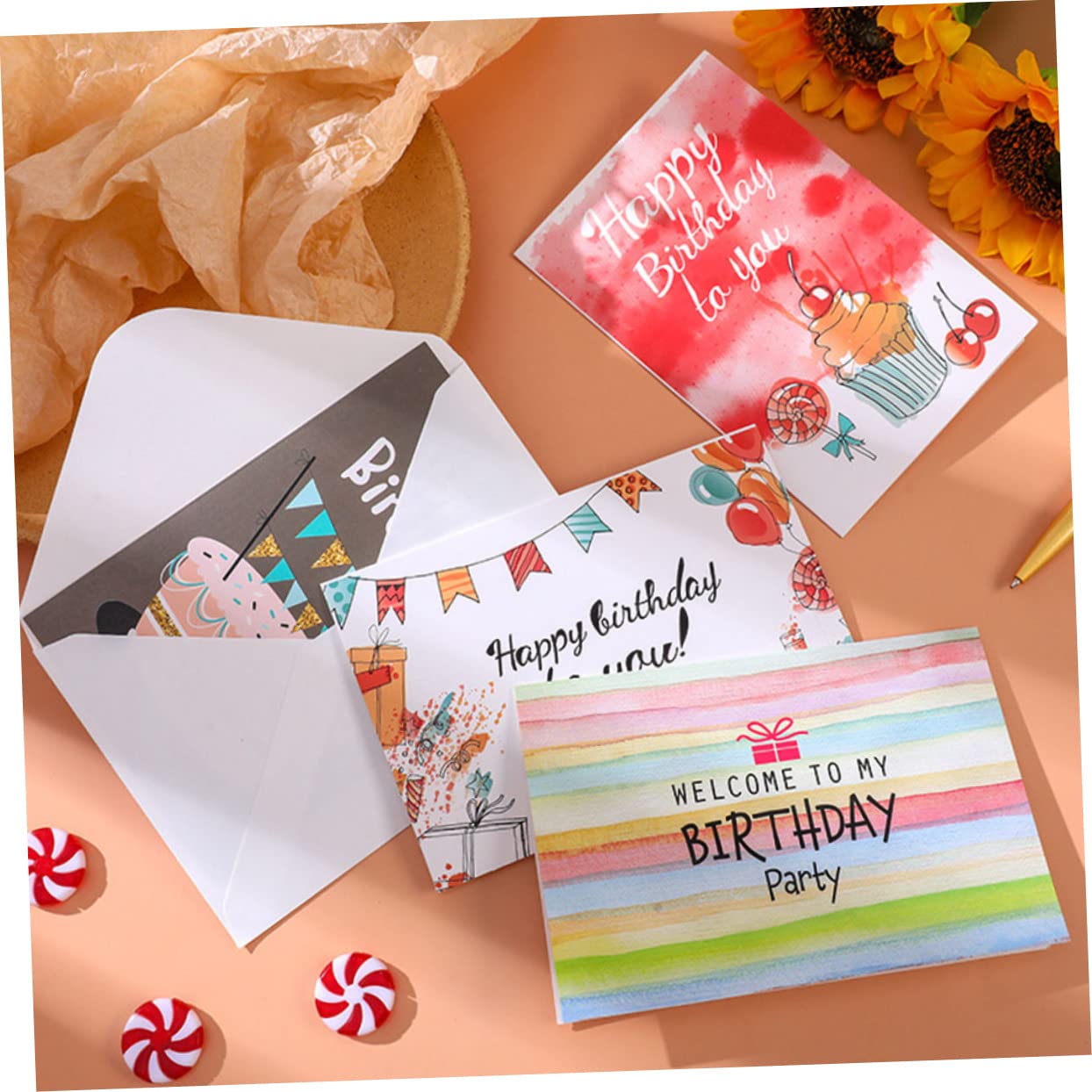 ifundom 36 Biglietti di Auguri Compleanno in Carta Buste, Biglietti di Auguri Creativi per Festa di Compleanno, Adatti per Adulti e Bambini, per DIY