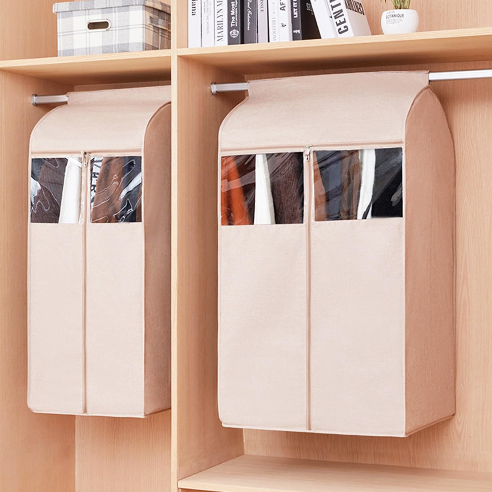 Fundas Ropa Bolsas Guardar Ropa de Tela Oxford para Perchero, con Ventana Transparente para Abrigos Camisas Chaquetas