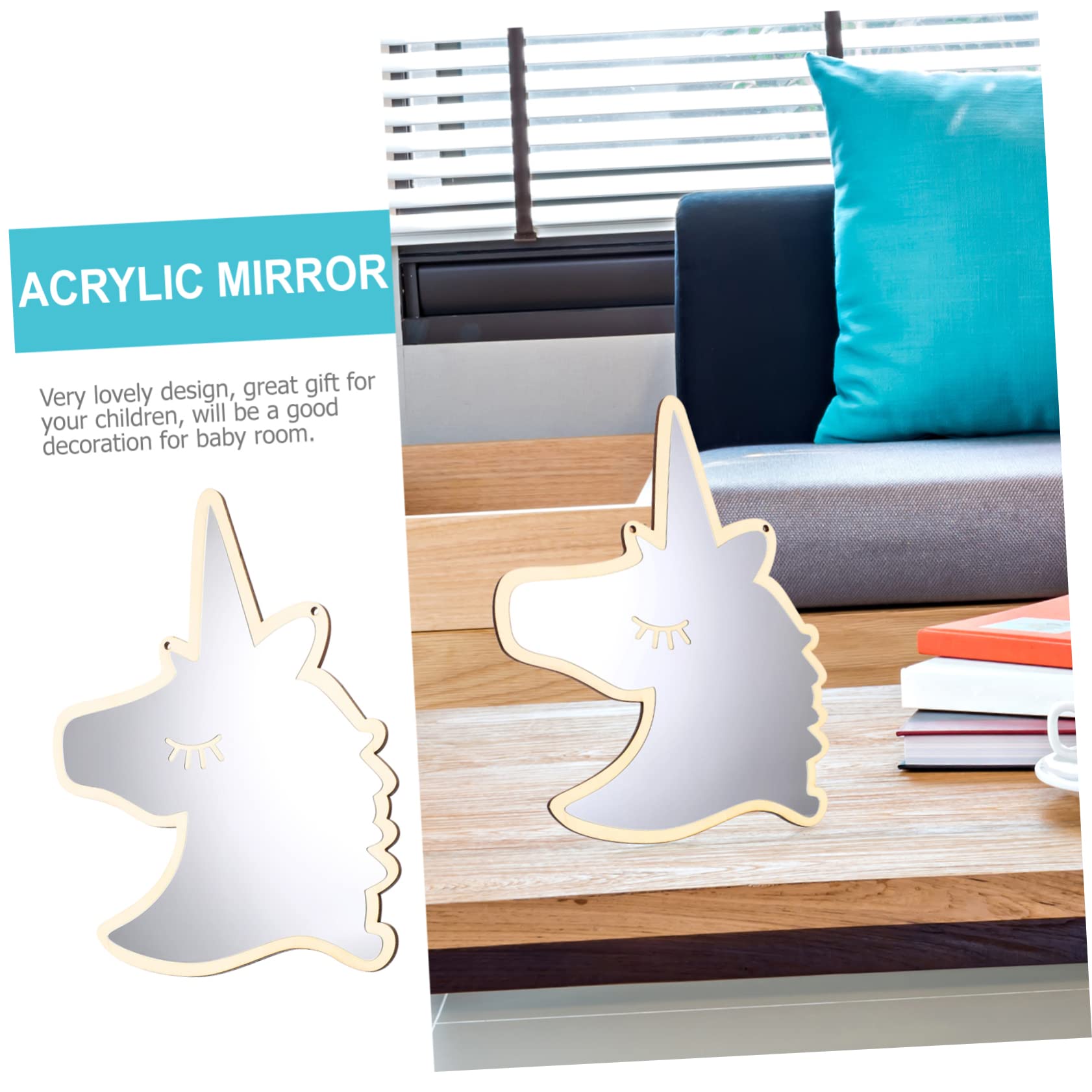 STOBAZA Unicorn Mirror Wall Sticker Acrylic Mirror Boys and Girls Room Decor Shatterproof