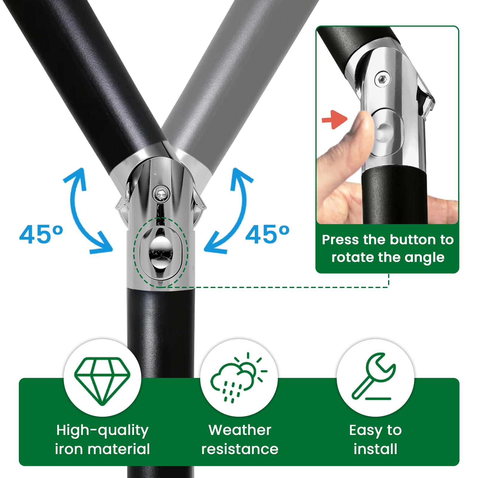 Push-Button Tilt Replacement for Patio Umbrella – Universal Aluminum Tilt Mechanism Repair Part for Outdoor Umbrella Pole, Garden & Poolside DIY & Tools