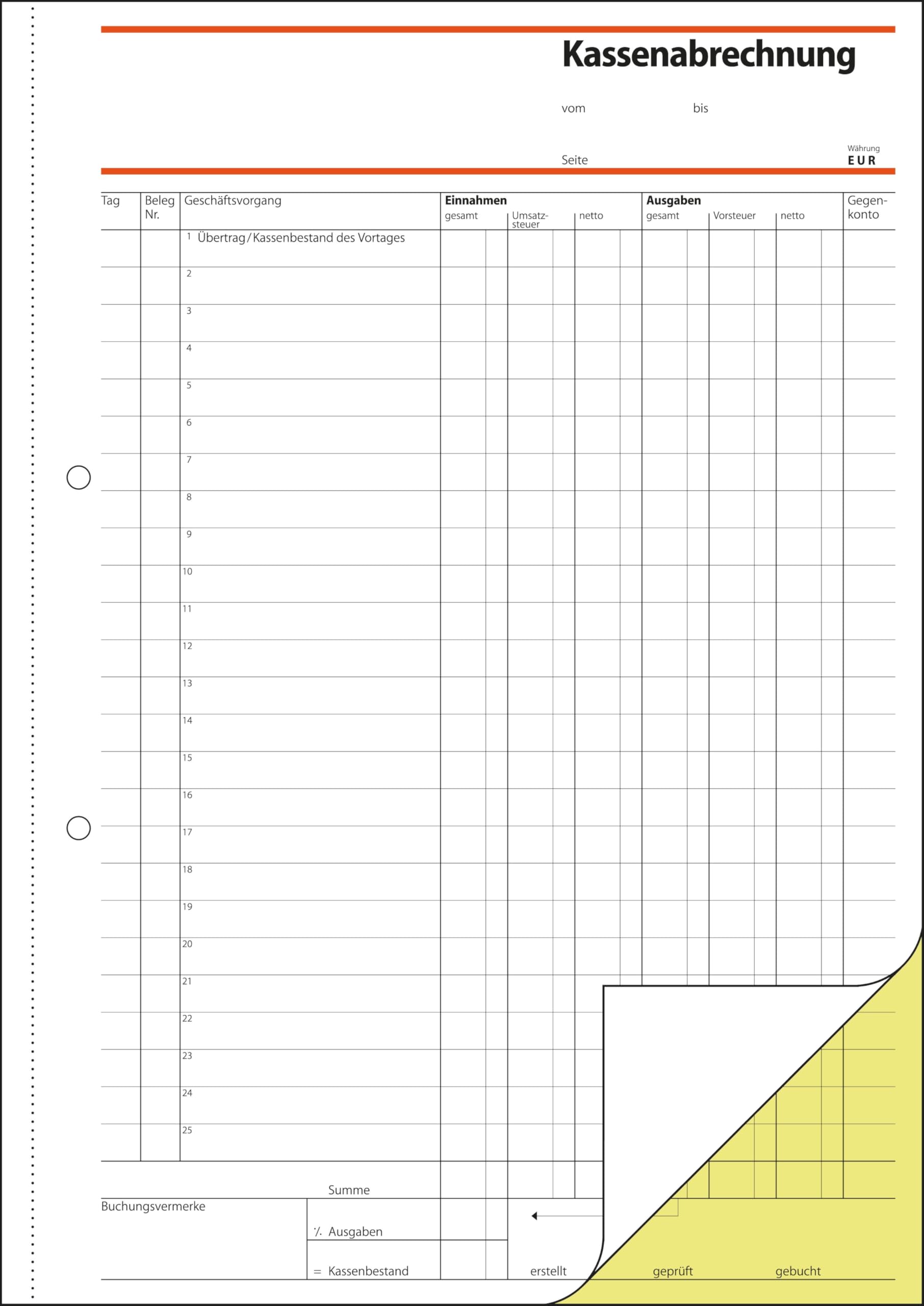 Sigel moduli – Cassa abrechnungen autoscrivente, 2 x 40 pagine (5x confezione) 10 pezzi