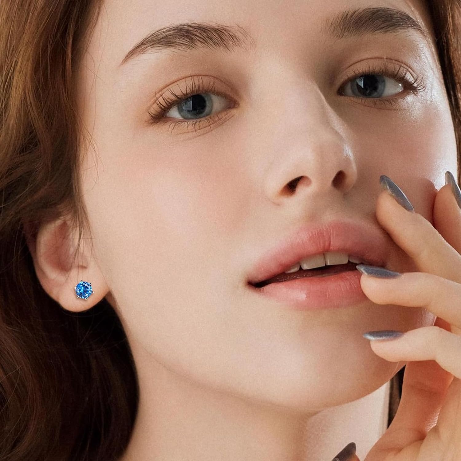 DAYBYDAY 925 Sterling Silver Birthstone Earrings for Women, Crystal Stud Earrings, 6.5mm Round Cut Solitaire Gemstone Earrings Birthday Jewelry - Image 5