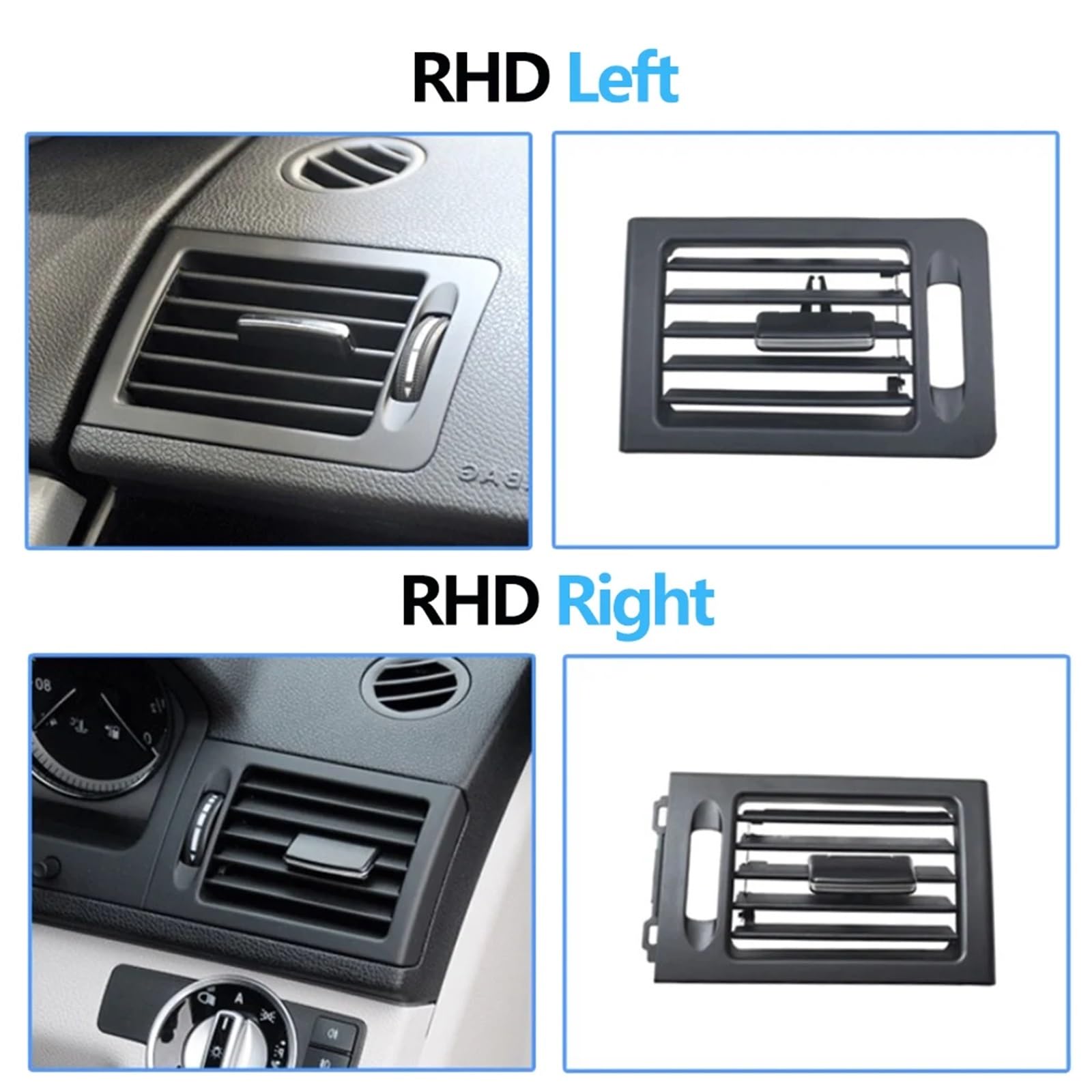 Pokrywa kratki wentylacyjnej LHD RHD W204 konsola klimatyzator AC Vent Grille Panel pasuje zamiennik do Mercedes Benz klasy C C180-C350 2007-2011 AC (średnia standardowa) (LHD po prawej)