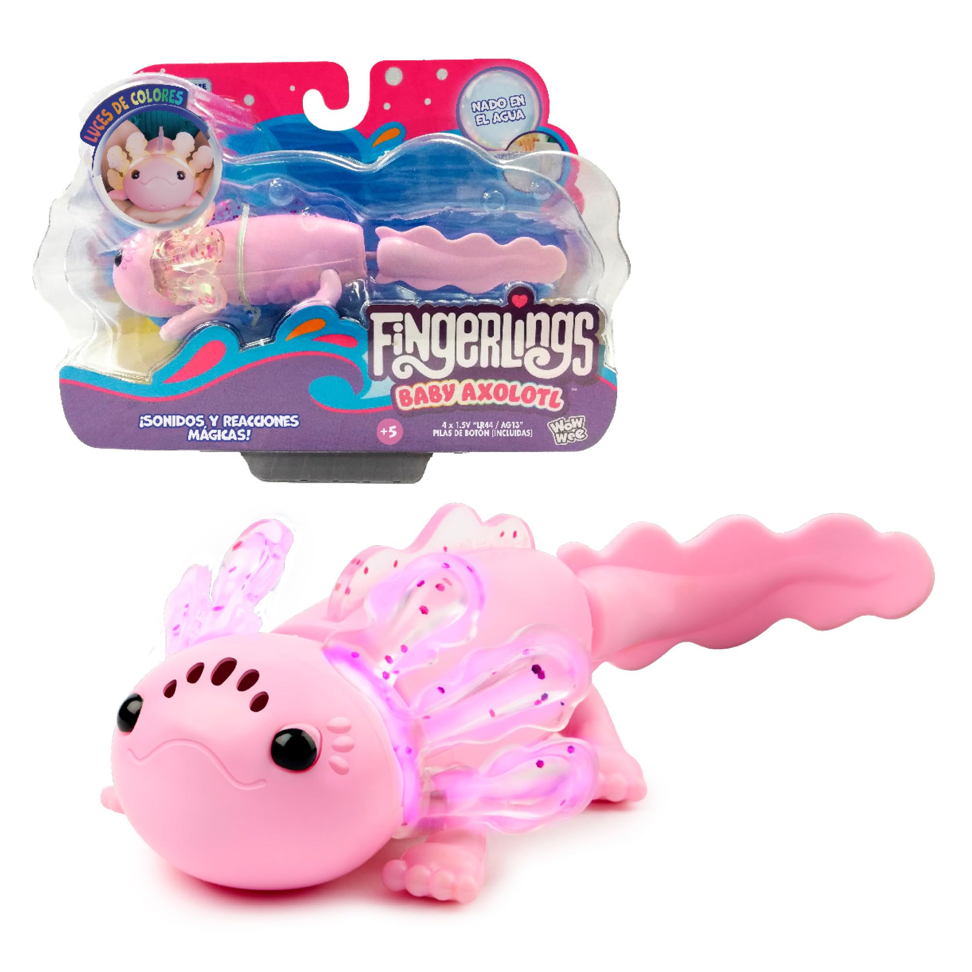 Bizak Fingerlings Axolot Interactive, Pink Acolot That Nothing Really, with 50+ Sounds and Reactions, Knows When It's in Your Hand and Guess Your Mood (61853142)