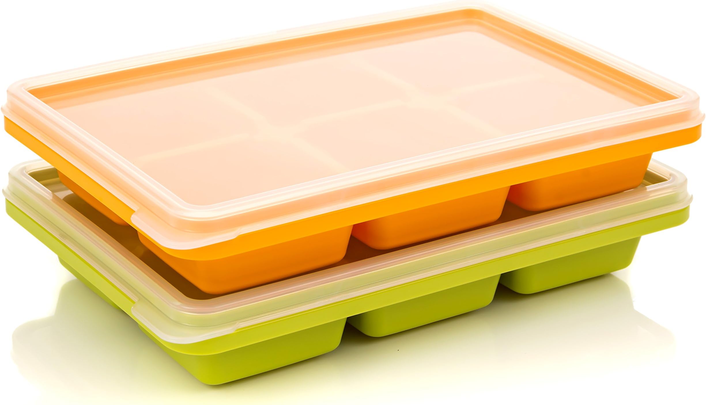 Baby Food Freezer Trays - 2-Piece Set (Orange and Green)